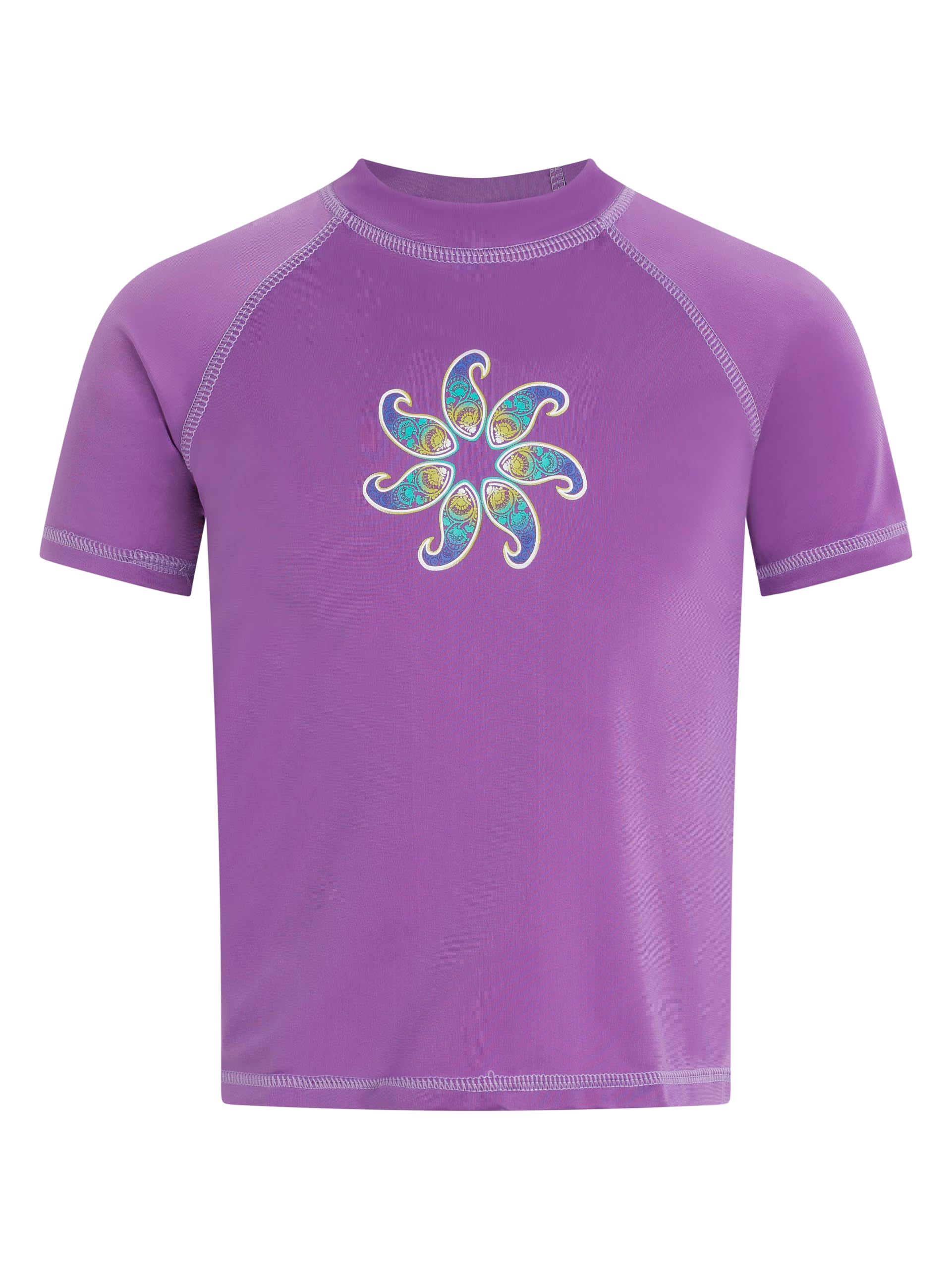 Kanu Surf Girls' Jade Rash Guard UPF 50+ Sun Protection Short Sleeve Swim Shirt
