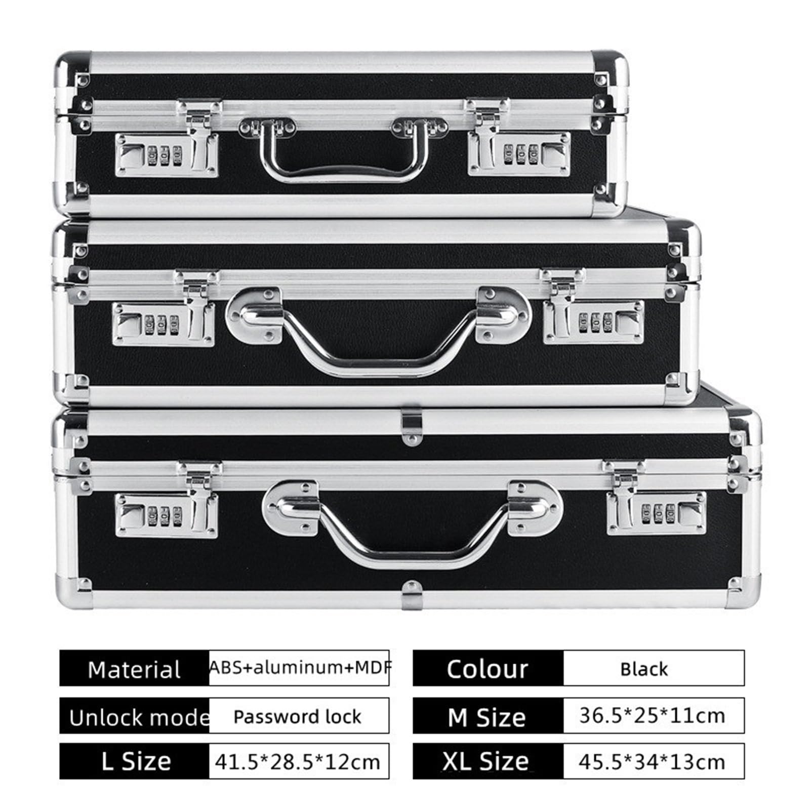 Maletín de aluminio Caja de herramientas aluminio con contraseña, estuche portátil for, equipo maleta, rígido, organizador caja protectora seguridad