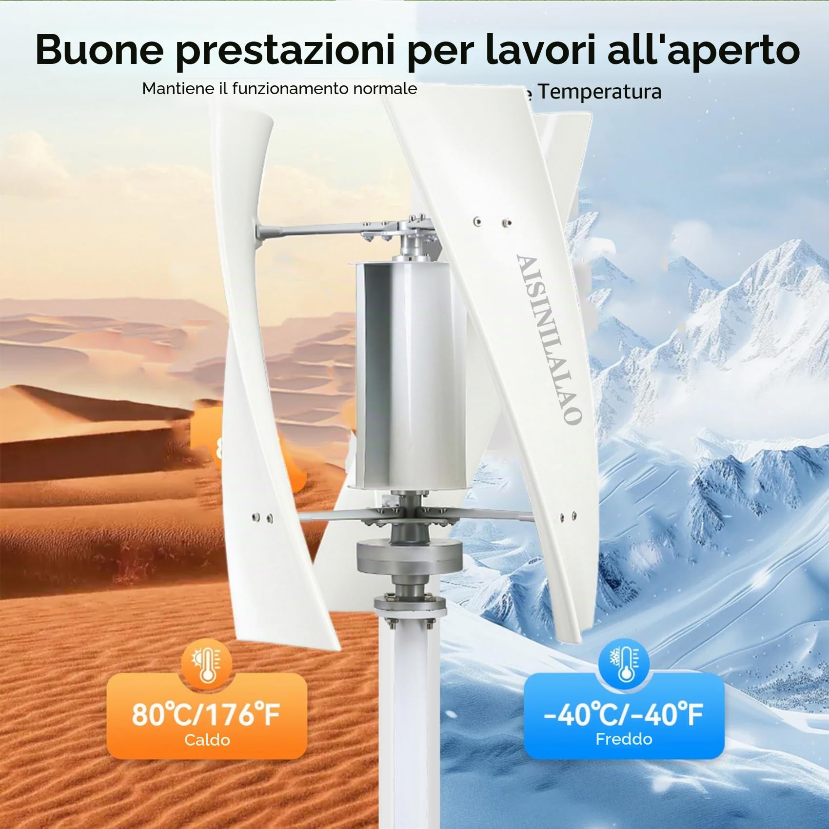 Kit Verticale di Piccola turbina eolica Portatile da 6000W con generatore Permanente Maglev con Inverter di Potenza e regolatore di Carica eolica Adatto per Esterni (12V-220V)