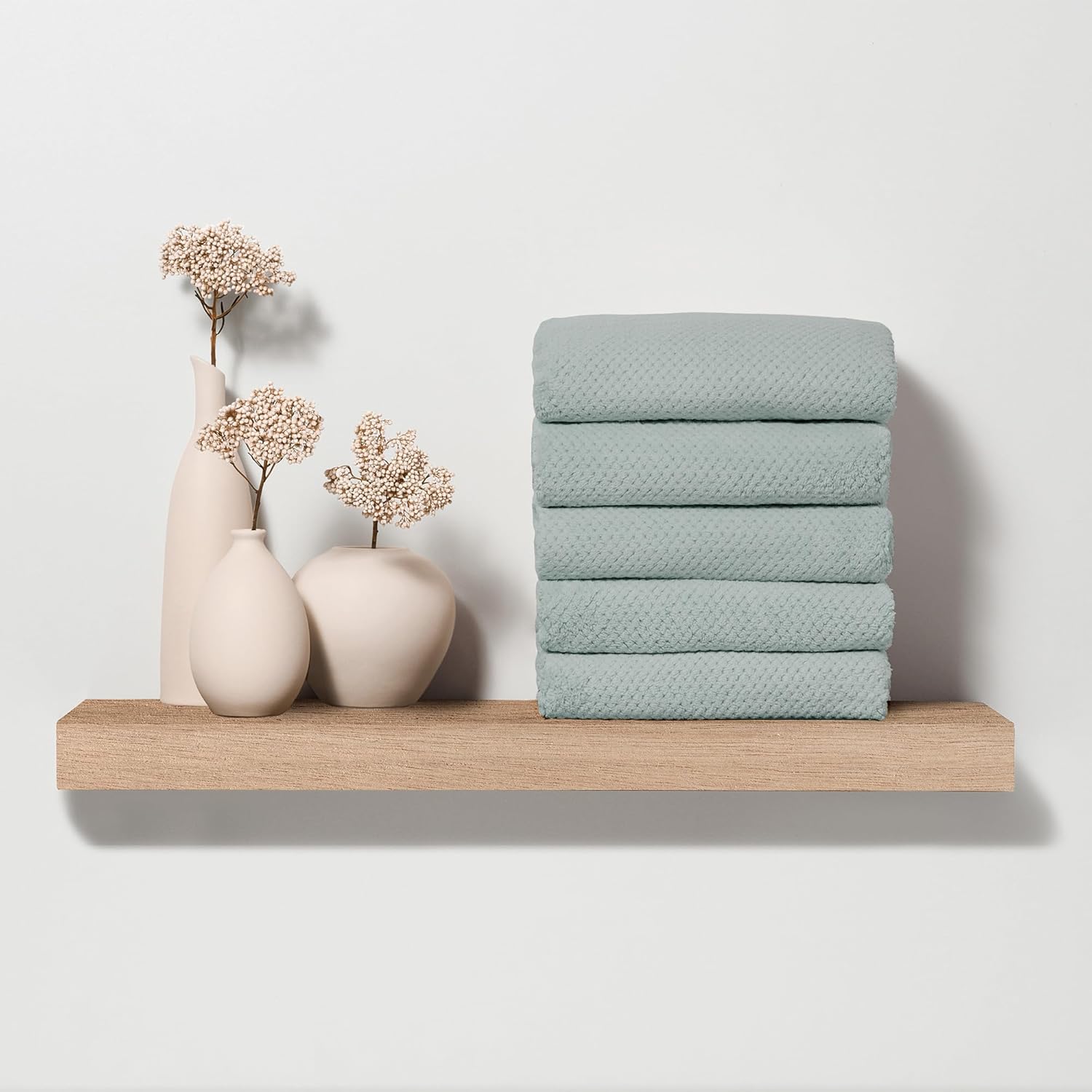 Fromm Softees Plush Microfiber Salon Hair Towels - Ultra Soft Fast Drying Towel for Hair, Hands, Face – Use at Home, Salon, Spa, Barber – 20" x 34" - Extra Durable and Absorbent - Sage Green, 6 Count