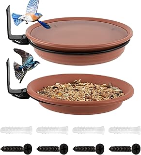 MUMIAO Tree Bird Feeder | 2 Tree Mounted Bird Feeders, Bird Bath Tray, Installed on Wooden Fences, Trees, Covers, Indoor and Outdoor Walls