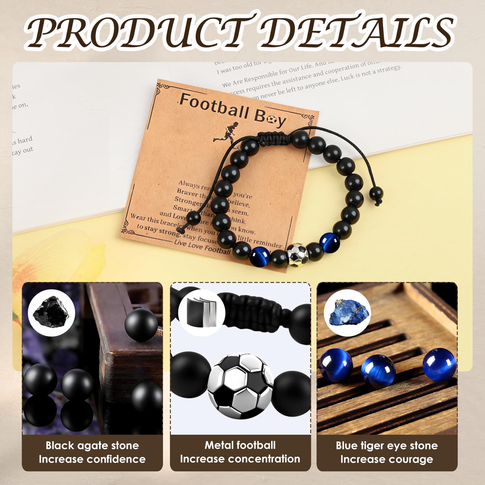 Pulseras de fútbol para Adolescentes y Hombres, Regalo para niños