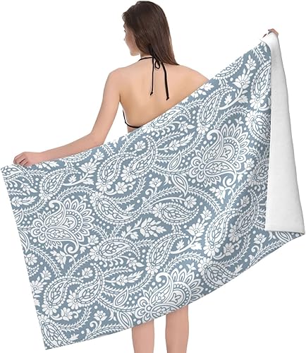 Miniatura 3 de Oicvrct Toalla de playa grande de cachemira - Toalla de piscina de algodón grueso de felpa, toallas de playa para adultos