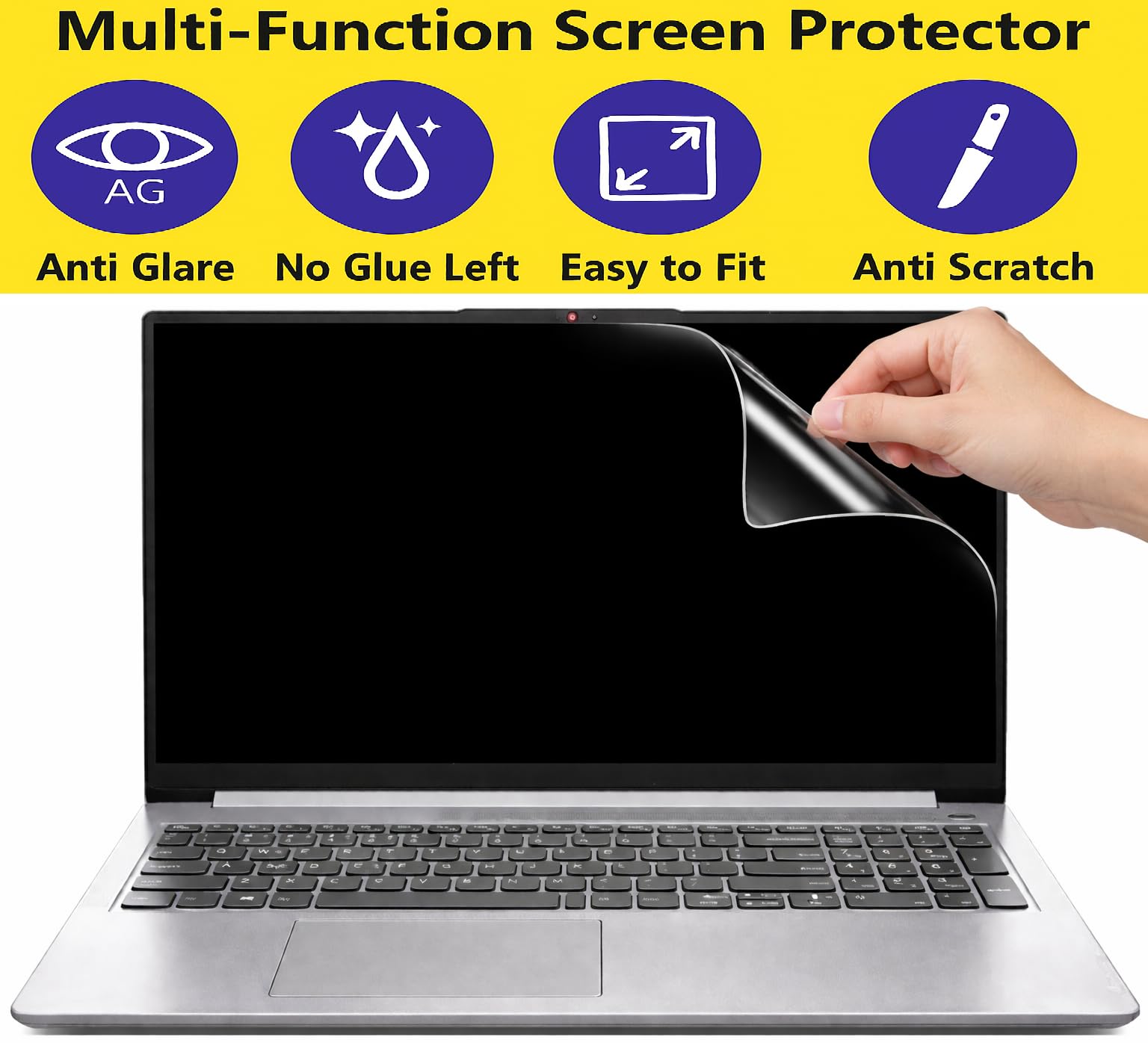 Anjo 6 in 1 Combo of 15.6 Inch & 16:9 Display Aspect Ratios Laptop Screen Protector, KeySkin, Body Lamination Trackpad & Lid (Transparent), Mouse Pad & Cleaner — Amazon image 3