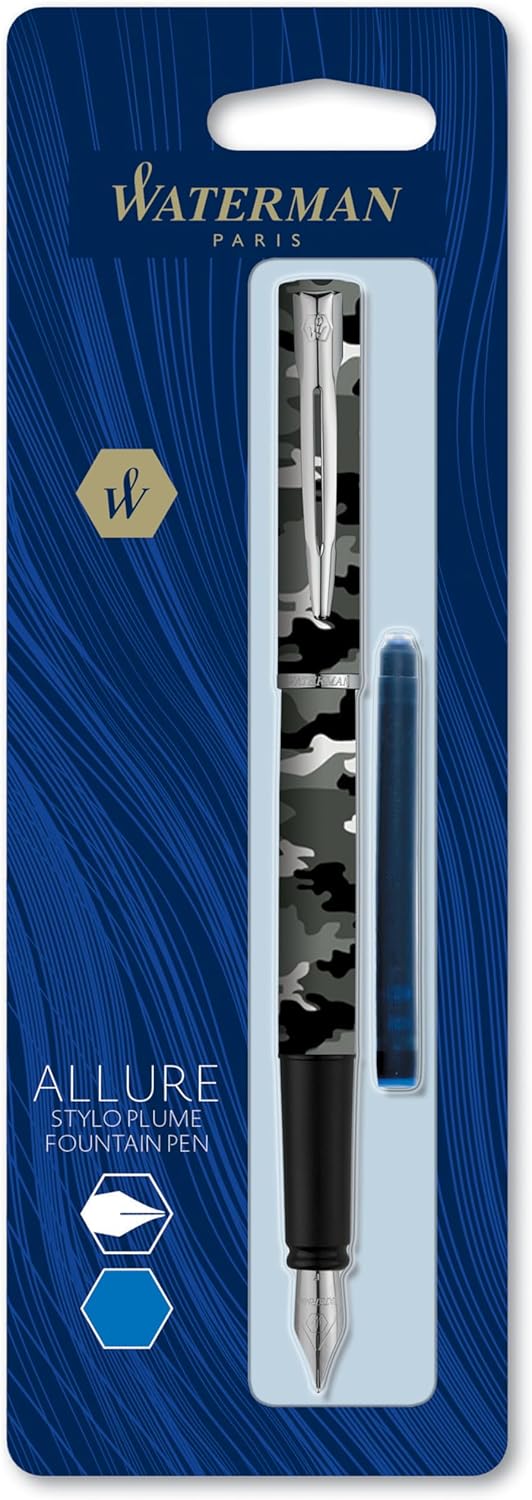 Waterman® Allure Fountain Pen, Fine Point, 0.5 mm, Camouflage Barrel, Blue Ink