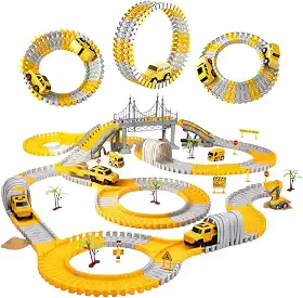Pista de Carrinhos com 345 Peças Construção Carrinho com Movimento Automático Infantil