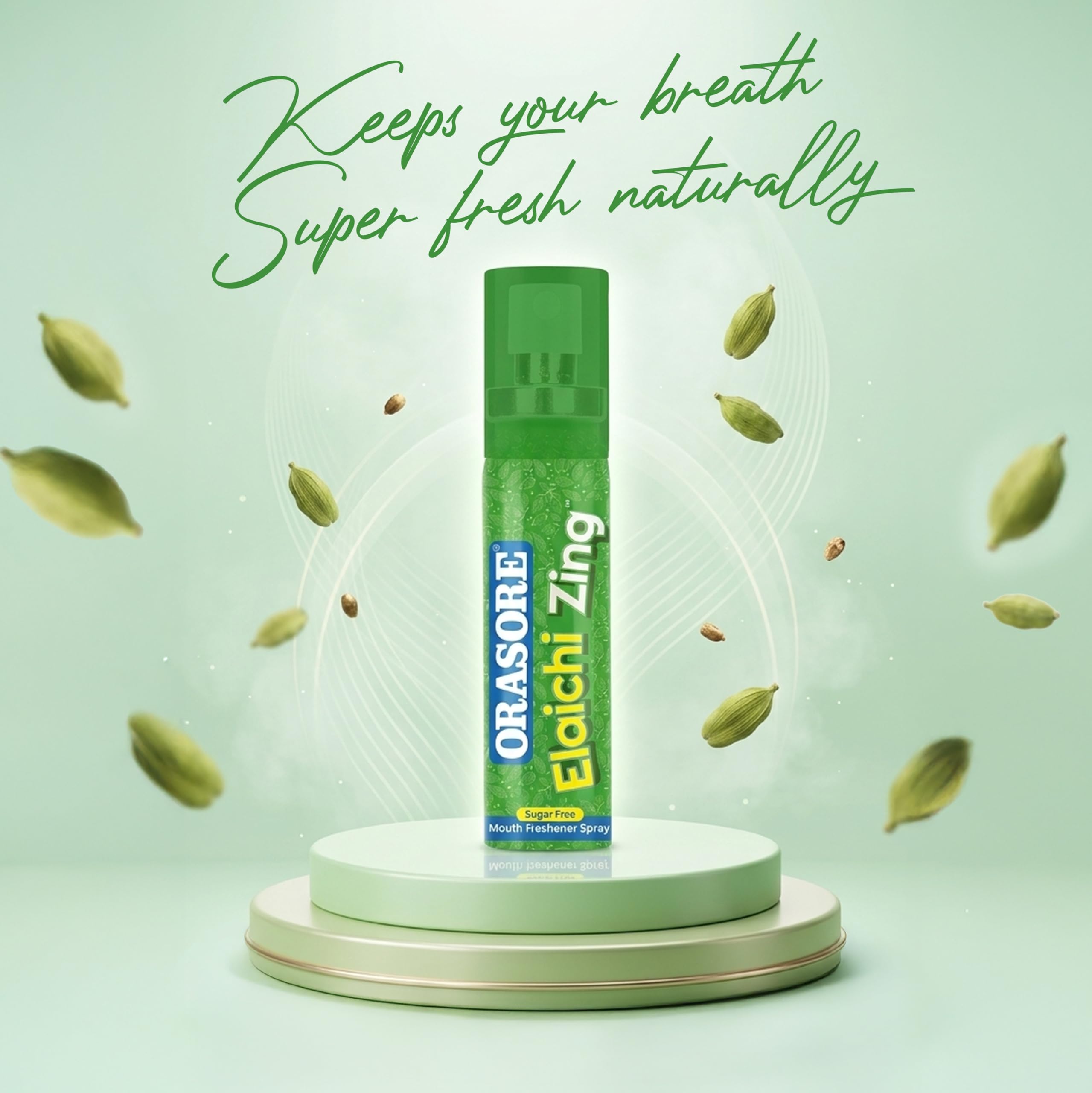 Orasore Elaichi Zing Mouth Freshener Spray | Alcohol-Free, Sugar-Free, 200+ Sprays | Instant Fresh Breath | Pocket Friendly Mouth Spray with Natural Ingredients (Pack of 4) 2