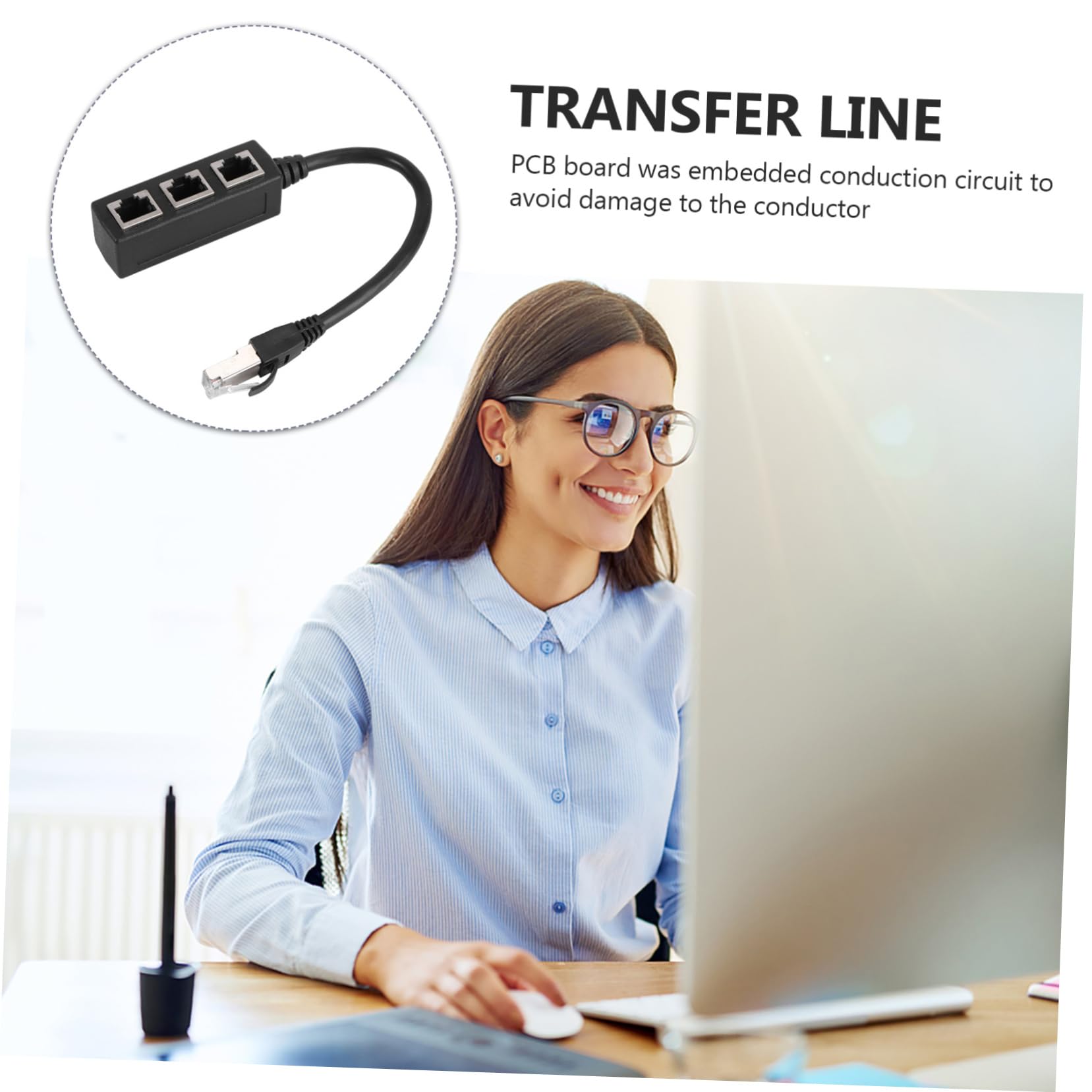 HOMOCONO Ethernet Cable Splitter Adapter Male to Female Ports Network Connector for LAN Black Random Interface Style Extends Connection to Multiple Devices