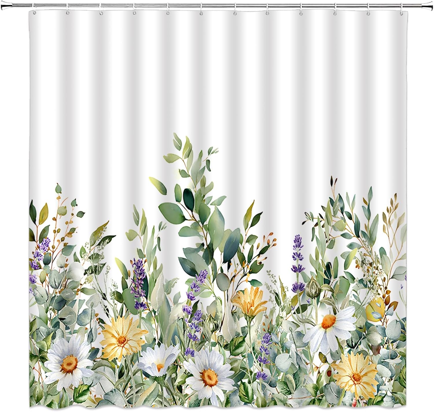 Watercolor Green Leaf Shower Curtain Sage Green Eucalyptus Floral Plant Rustic Country Farmhouse Spring Botanical Fabric Bathroom Decor Set with Hooks,(78" Wx70 H)