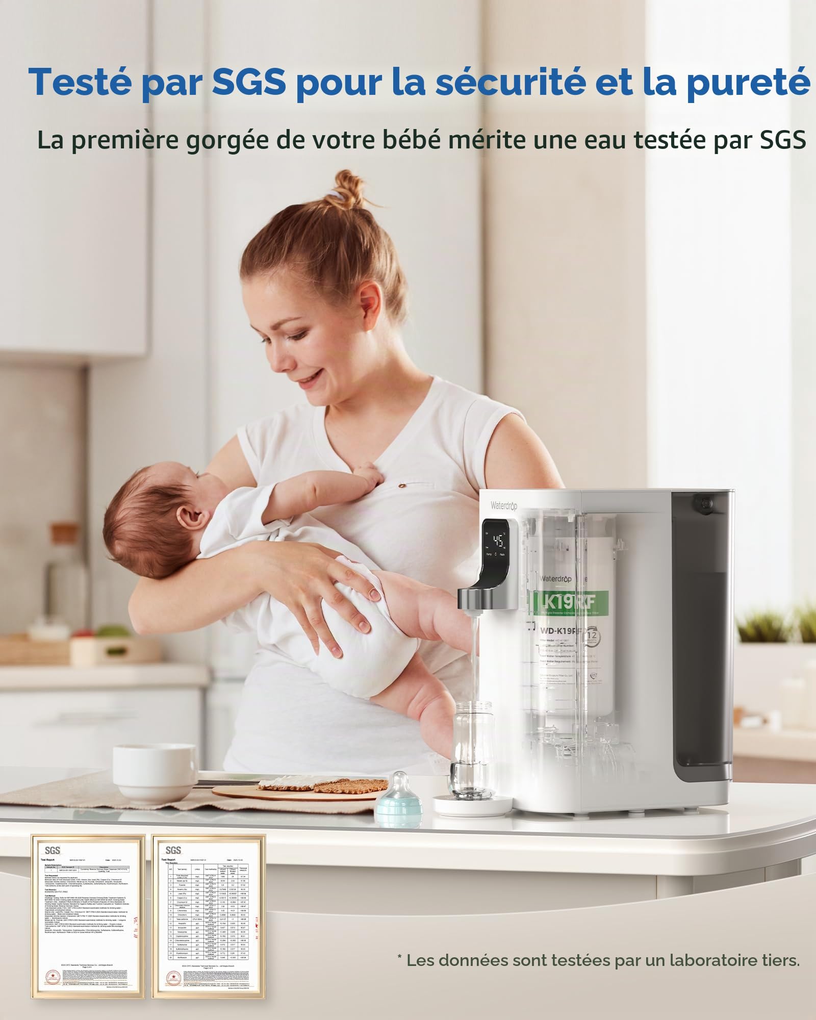 Waterdrop Distributeurs d'Eau Chaude RO de Comptoir, WD-K19-H