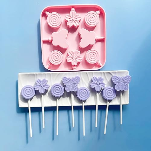 Miniatura 10 de Juego de moldes de silicona para piruletas de Navidad, molde de chupón de caramelo duro y molde de chocolate de Papá Noel con 50 palitos de chupón,