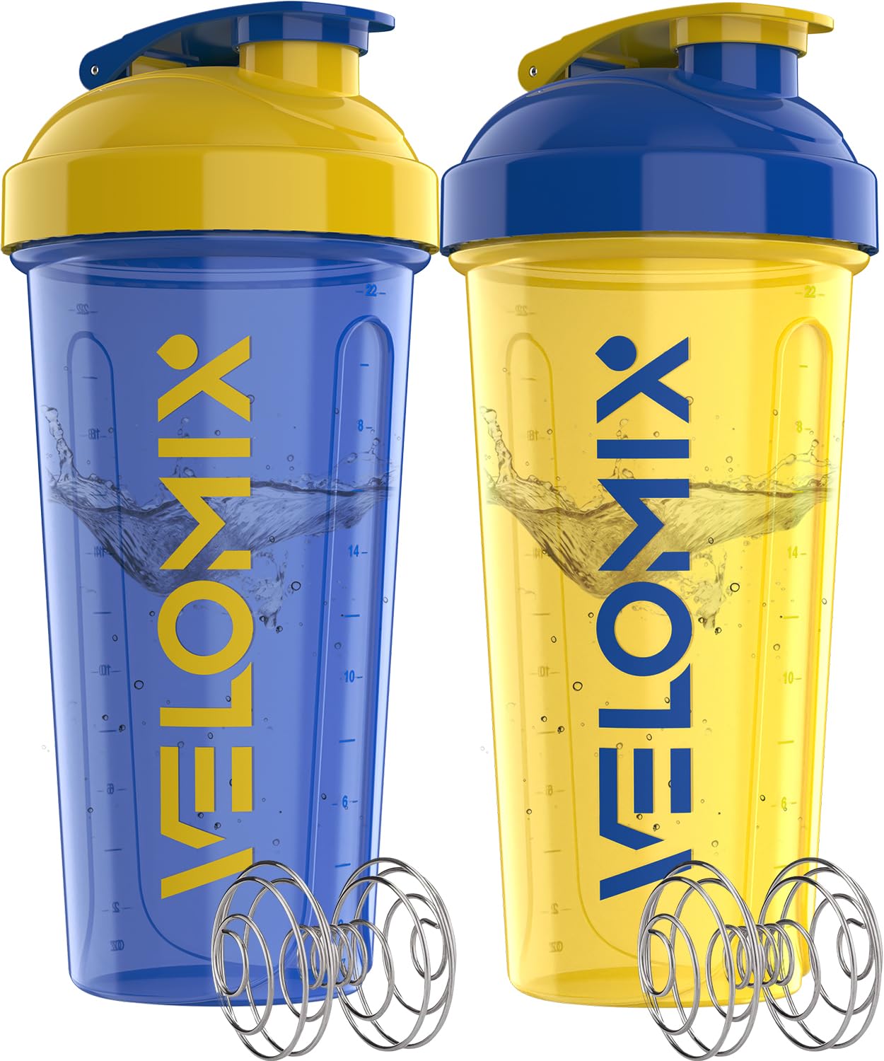 VELOMIX 2 Pack 28oz Protein Shaker Bottle for Protein Mixes, Stand Strong