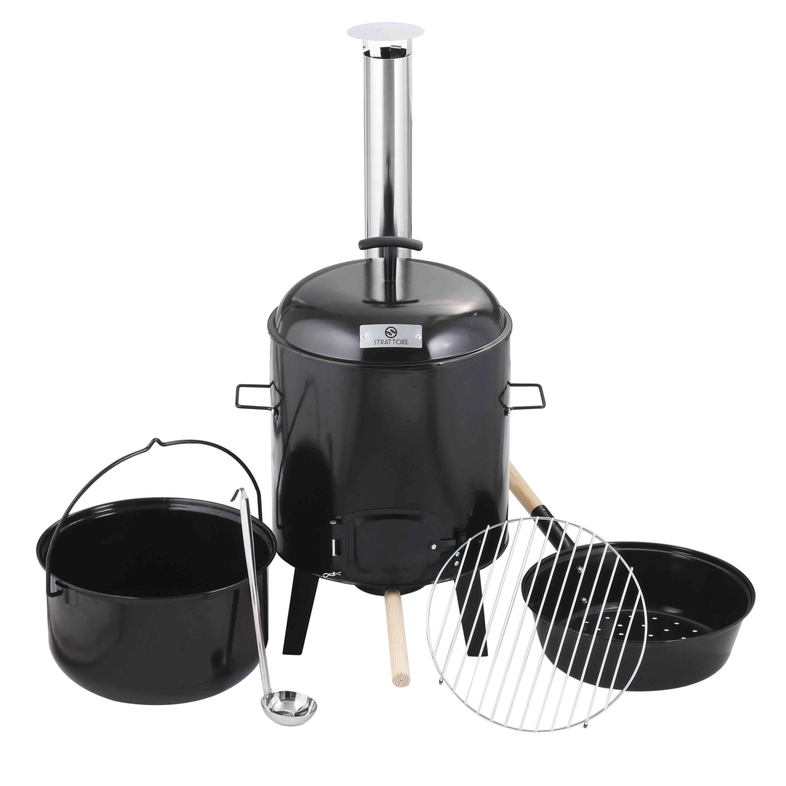 Gulaschkanone Gulaschkessel 19 Liter Eintopfofen mit Grillfunktion Ofen Grill Kugelgrill - Hähnchenbräter 10L Pfanne Kesselgulasch Topf emailliert mit Deckel für die Outdoor Küche Feldküche
