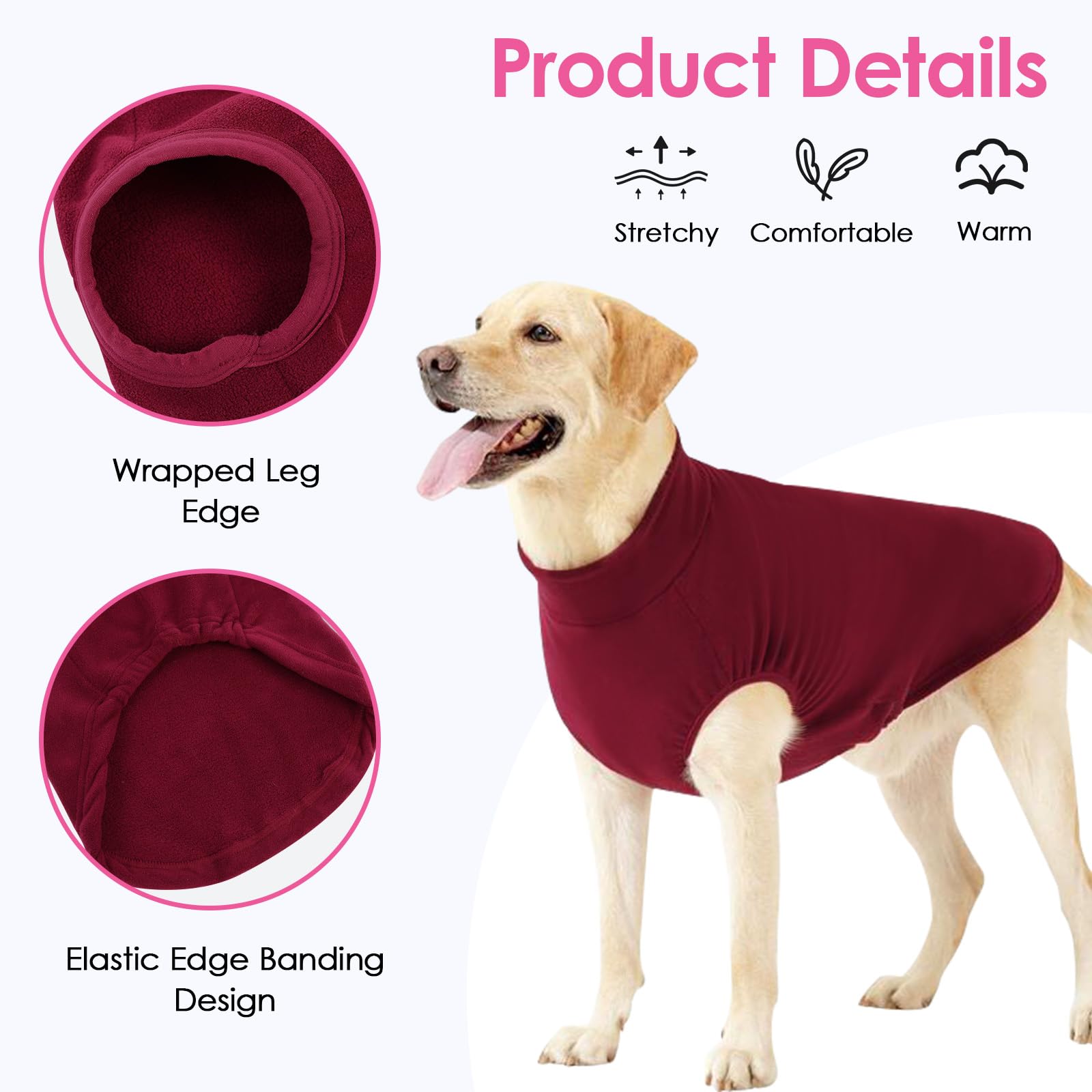 AOFITEE Pull en polaire pour chien, gilet en polaire chaude pour chiens de très grande taille, pull extensible sans manches pour l'automne et l'hiver, pull thermique pour animaux de compagnie, pull