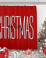 Vista 4 de Waterproof Fabric Shower Curtain, Merry Christmas Shower Curtain for Bathroom Curtains Bathtubs Hotel Washable Bath Shower Curtains with 12 Hooks