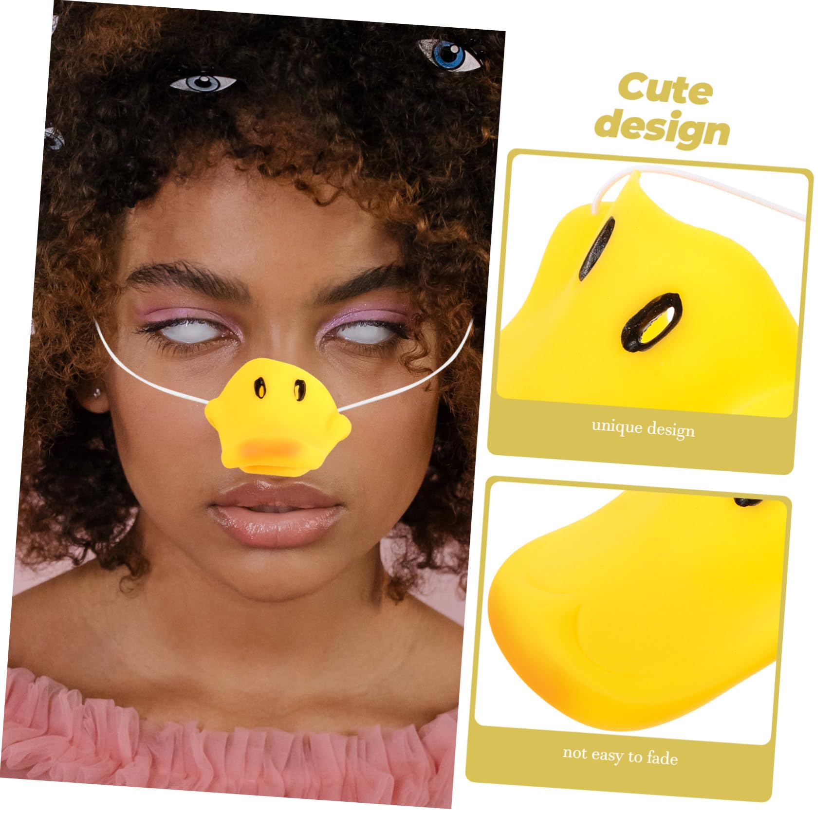 Garneck 3pcs Duck Mask Nose Mask Simulation Nose for Dressing up Carnival Party Props, Yellow, 6.50X6.00X4.00CM - Image 3