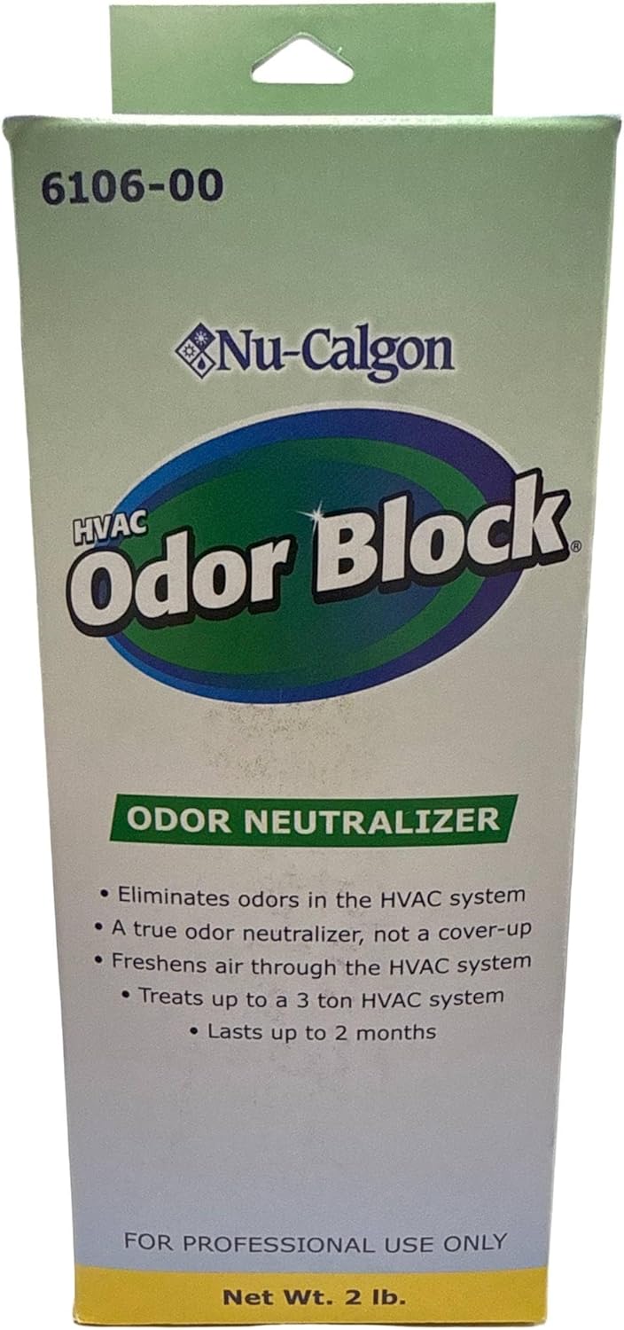 Nu-Calgon 6106-00 (Previously 61060) HVAC Odor Block for Residential AC & Heat Pumps | Up to 3 Ton Systems