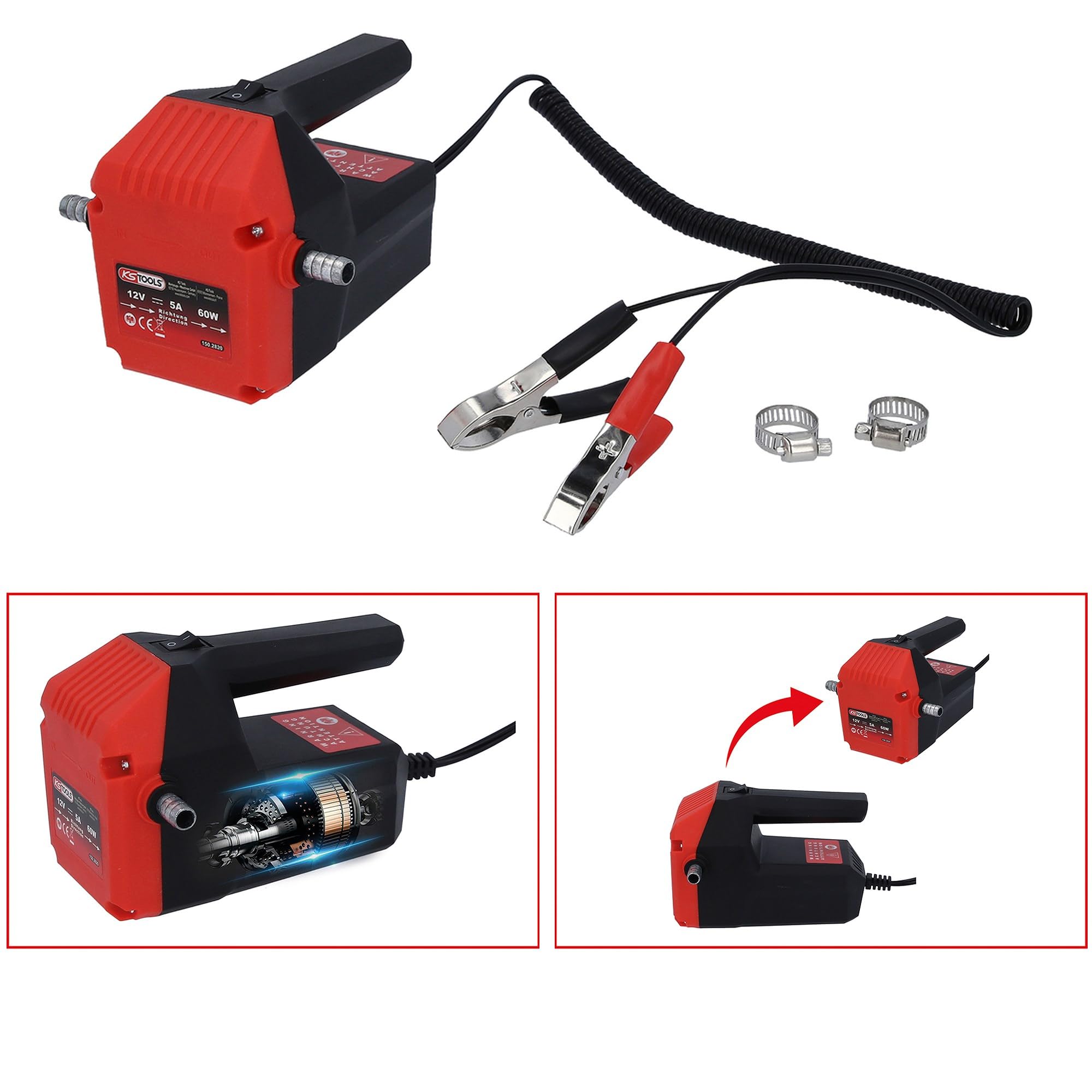 KS Tools 150.2820 elektryczna pompa do odsysania oleju i przelewu