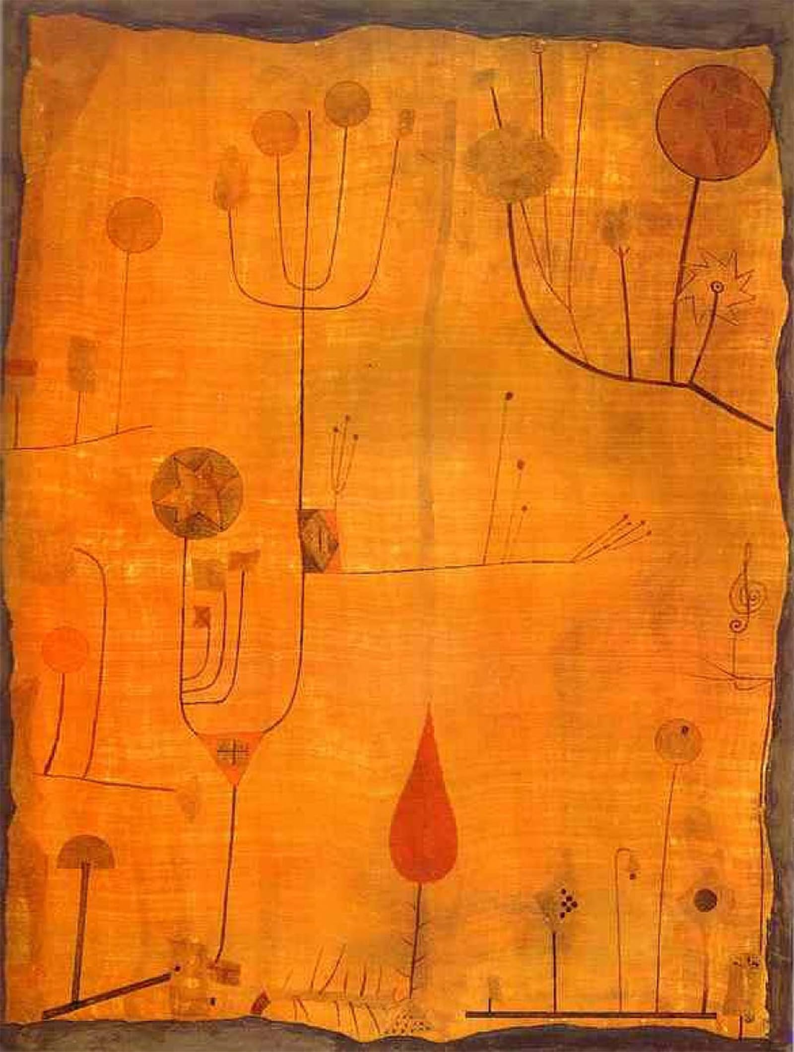 ARTXLXXBN Famous Prints Artwork Pictures Poster Painting Art Früchte Auf Rot by Paul Klee Artwork Landscape Pictures for Home Decor 60x90cm