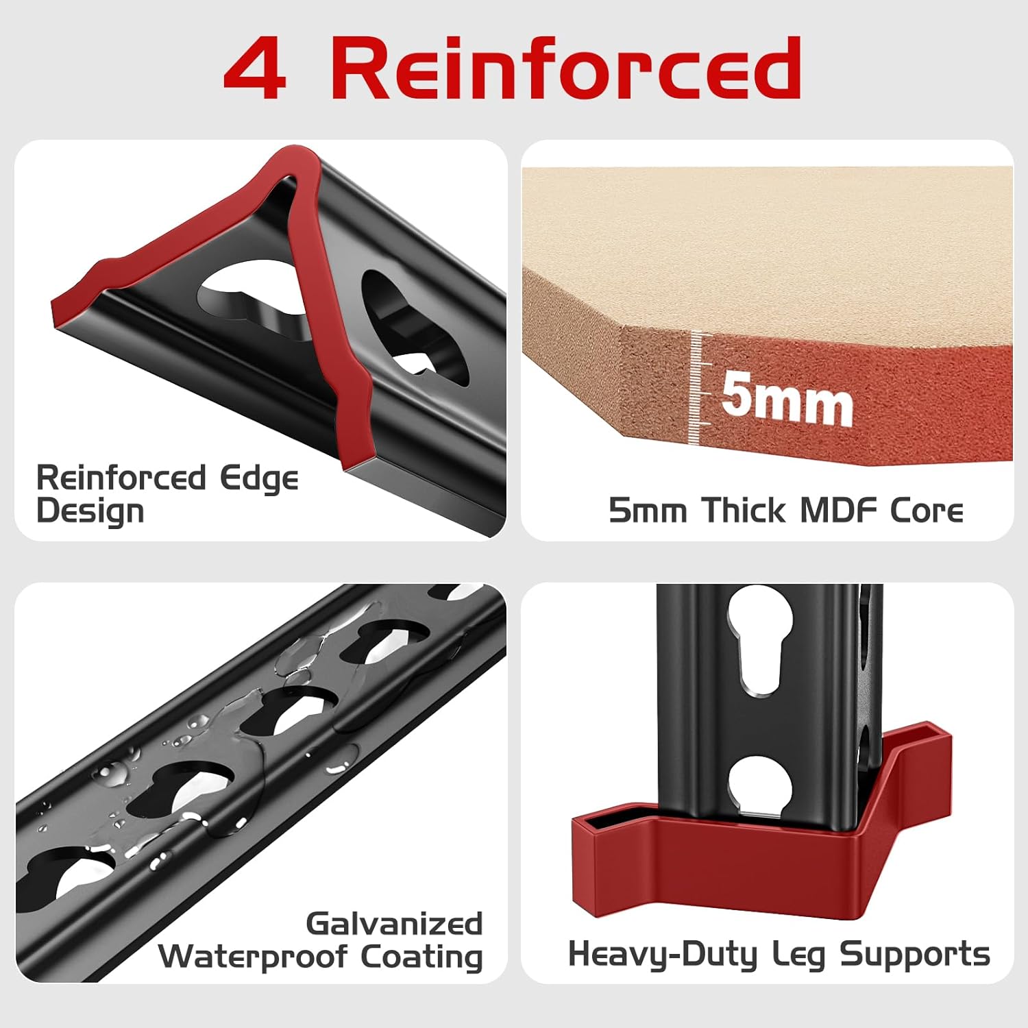 Upgraded 2020LBS Garage Shelving Units, 72" H Double Veneer Shelf Board for Waterproof and Anti-scratch, 5-Tier Storage Shelves Heavy Duty, Adjustable Metal Rack for Kitchen, Basement, Warehouse - Image 6