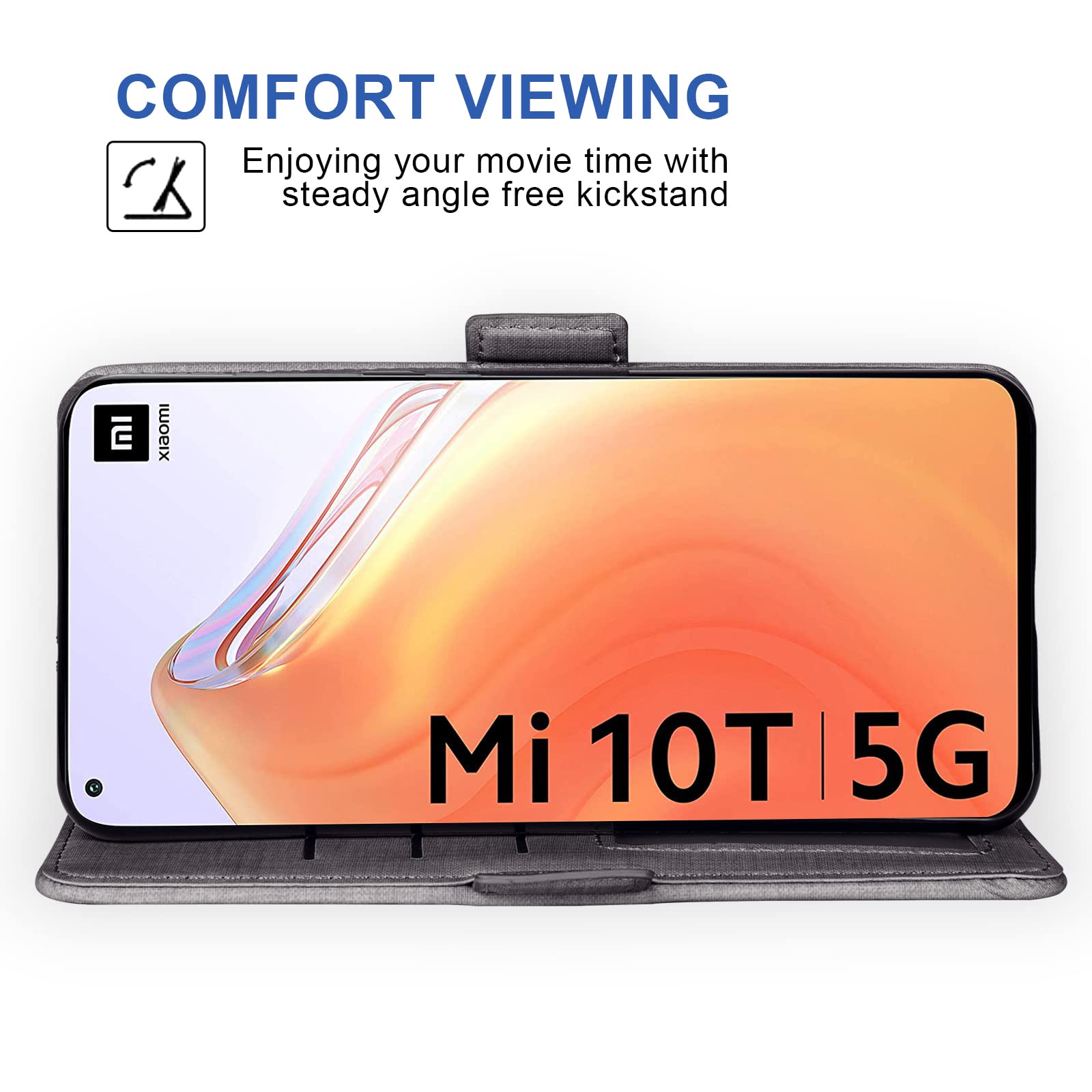 Custodia Portafoglio Asuwish Per Xiaomi Mi 10T / Mi 10T Pro 5G: Con Pellicola In Vetro Temperato, 6 Scomparti, Catenella, Supporto