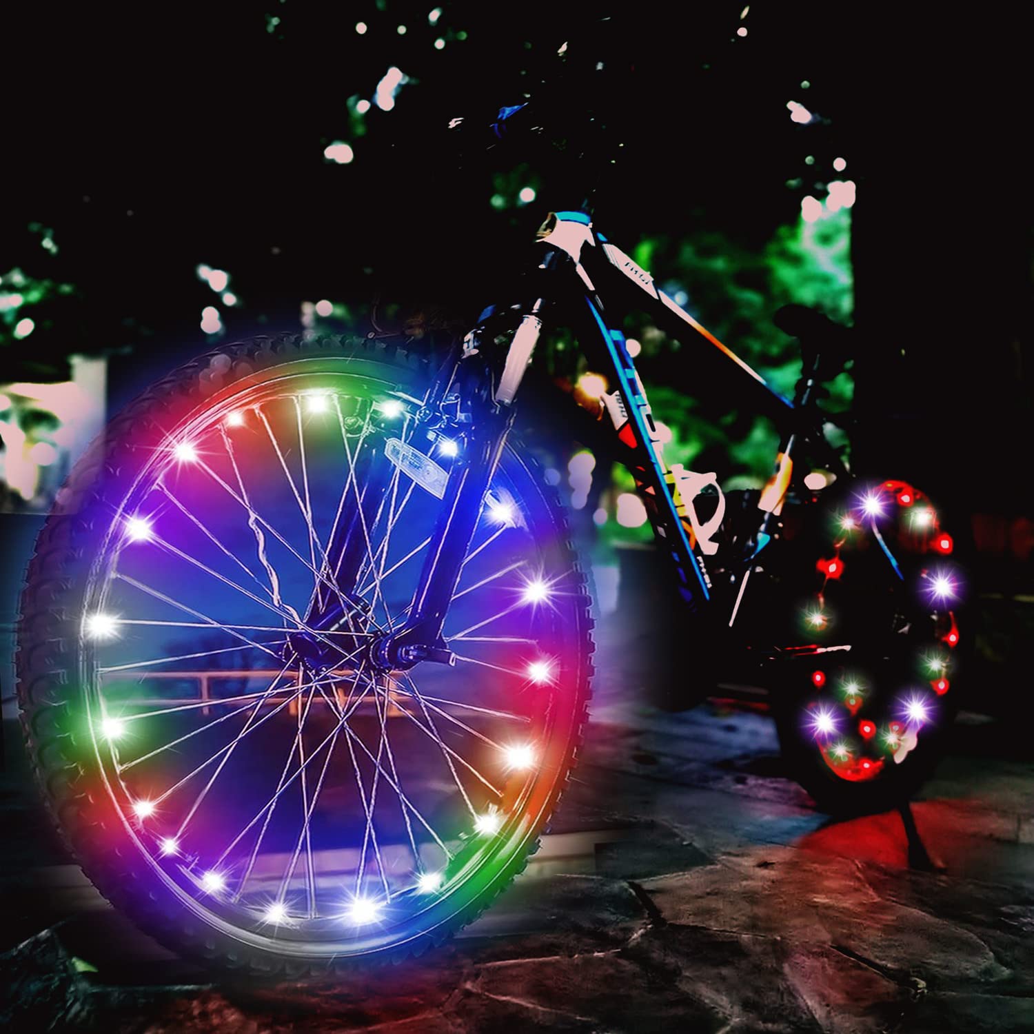 balabaxer LED Waterproof Bike Wheel Light, Night Cycling Bicycle Wheel Light, 3 Lighting Modes,Easy Install, (with Battery)
