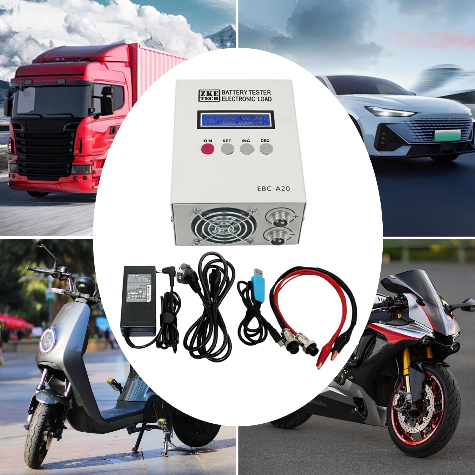 Tester di capacità della batteria per batterie agli ioni di litio, tester di batteria con display LCD, tester di scarica e caricabatterie, tensione 0-30 V, corrente 0,1-20 A, adatto per elettronica