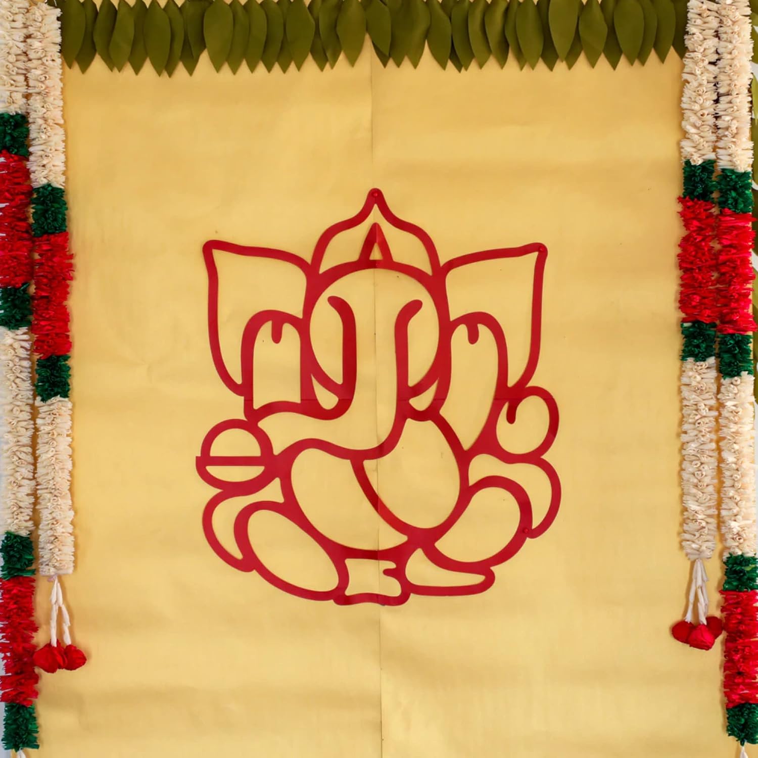Desi Favors Red Huge Lord Ganesh Cutouts | Indian DIY Backdrop Decorations | Ganapati Pooja Backdrop Decoration | Indian Goodes Cultures Events | Traditional Cutout | 27x23 inch (Pack of 2)