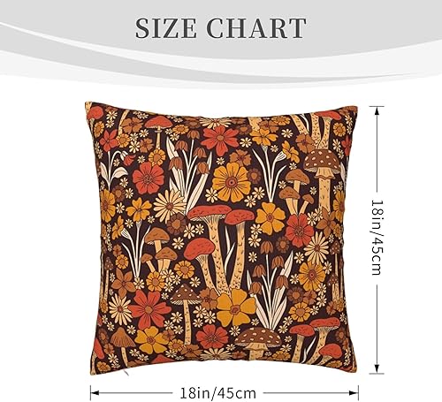 Miniatura 2 de Funda de almohada retro de los años 70 de terciopelo con hongos marrones y naranjas y flores, juego de funda de almohada para el hogar, cómoda