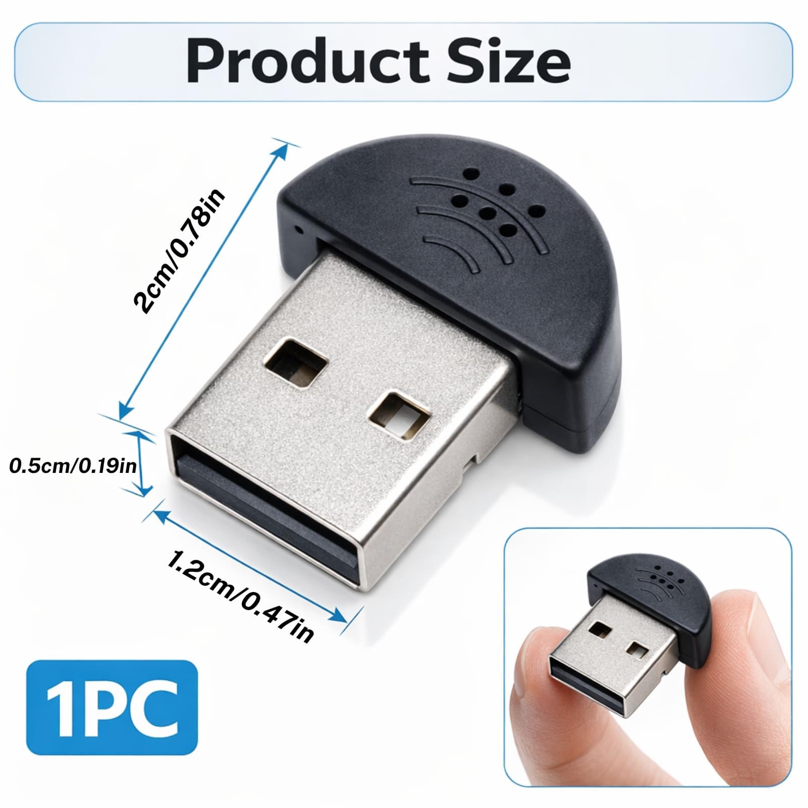 1 microfono USB 2.0 portatile, microfono vocale, audio MIC, adattatore per computer PC, nero