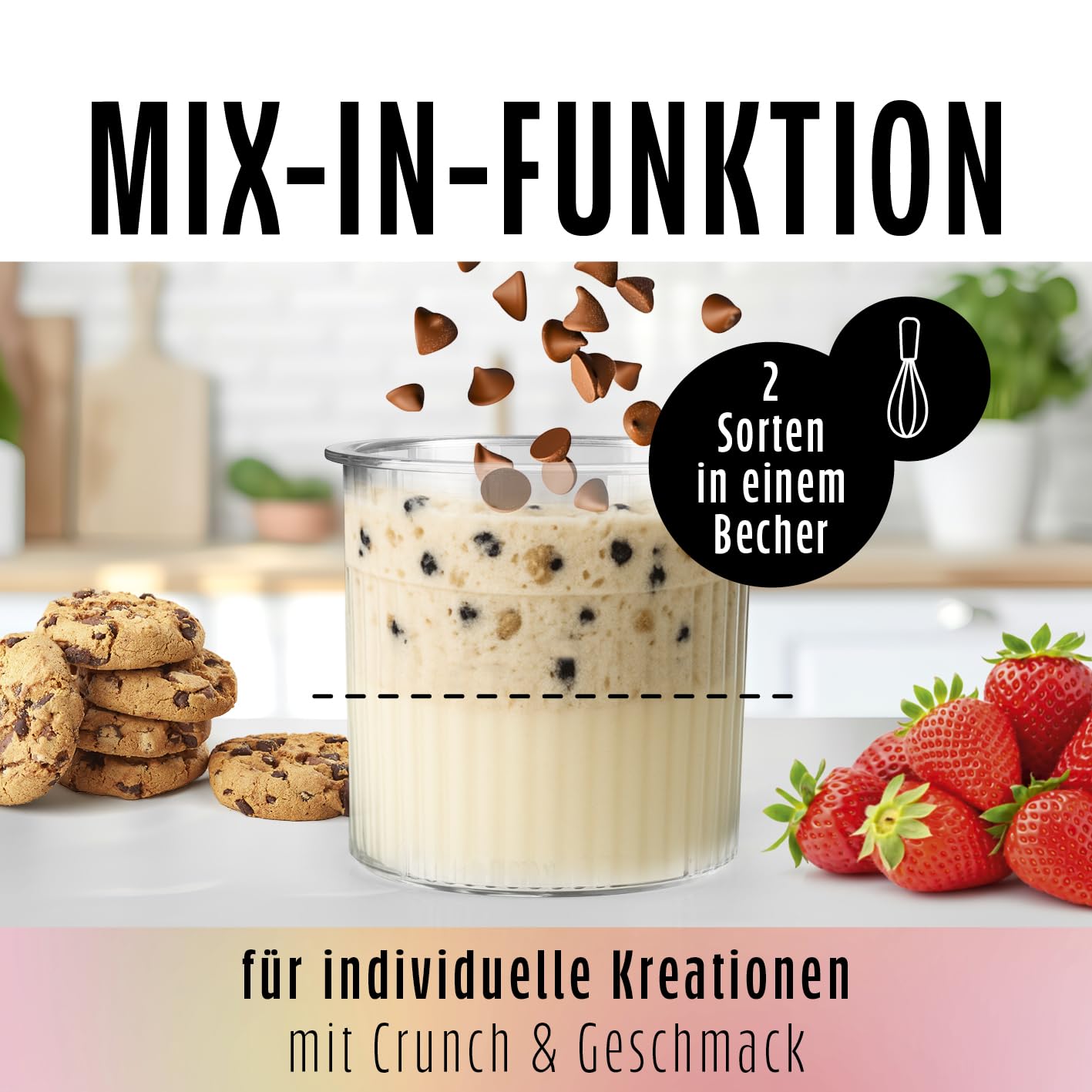 GOURMETmaxx SmoothUp Eismaschine 800 Watt | Eismaschine 10 Programme inkl. Mix-in-Funktion | Eiscreme-Maschine – Slushies & Eiscreme selber machen | Speiseeisbereiter LED Display – 2 Becher inklusive