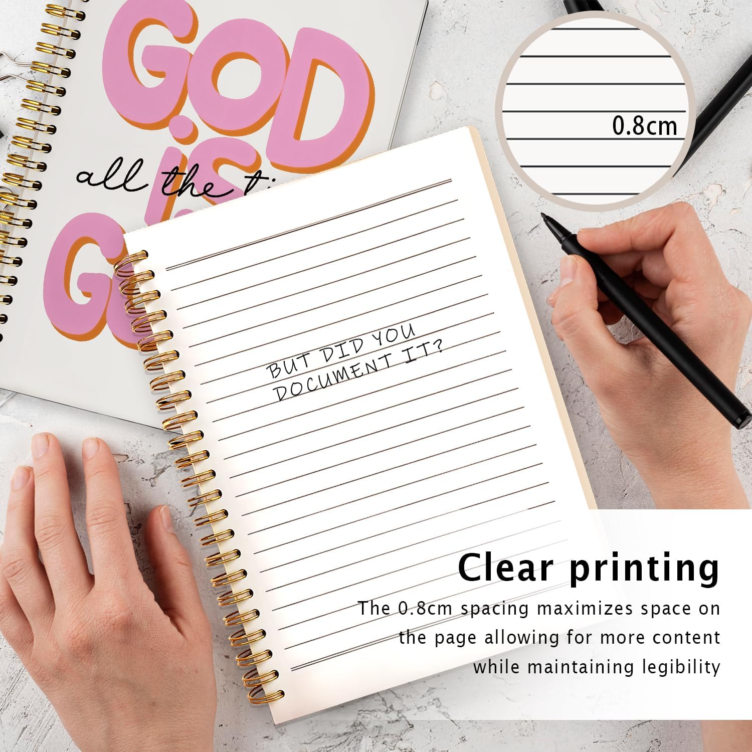 Pink Bible Journal Notebook for Women, Inspirational Christian Gifts for Women, Prayer Bible Supplies Journal, Church Notes Notebook, Cute Preppy Aesthetic Hardcover Spiral Notebooks 5.5x8.3 - Image 3