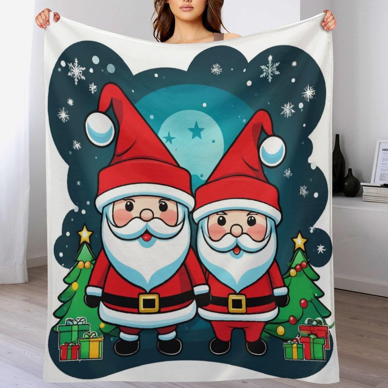Couverture polaire Père Noël en peluche luxueuse pour vos soirées d'hiver