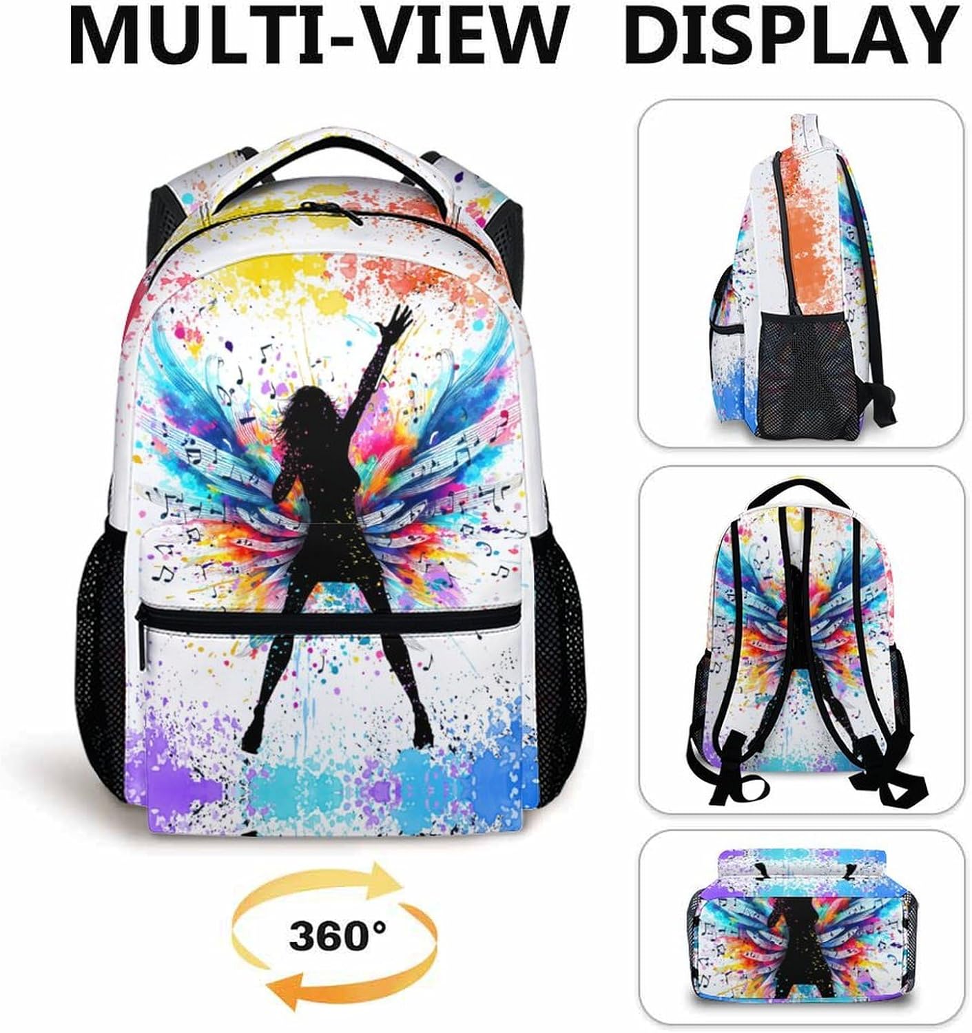 Girls Backpack - Singer Backpacks for School Travel - Aesthetic 17 Inch Large Capacity Bookbag for Preschool Kindergarten Elementary Middle