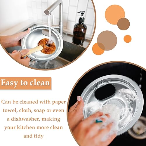 Miniatura 4 de Paquete de 4 bandejas de goteo cromadas mejoradas, cuencos reflectores compatibles con Whirlpool W10196405 W10196406 W10278125 (dos de 6 pulgadas y