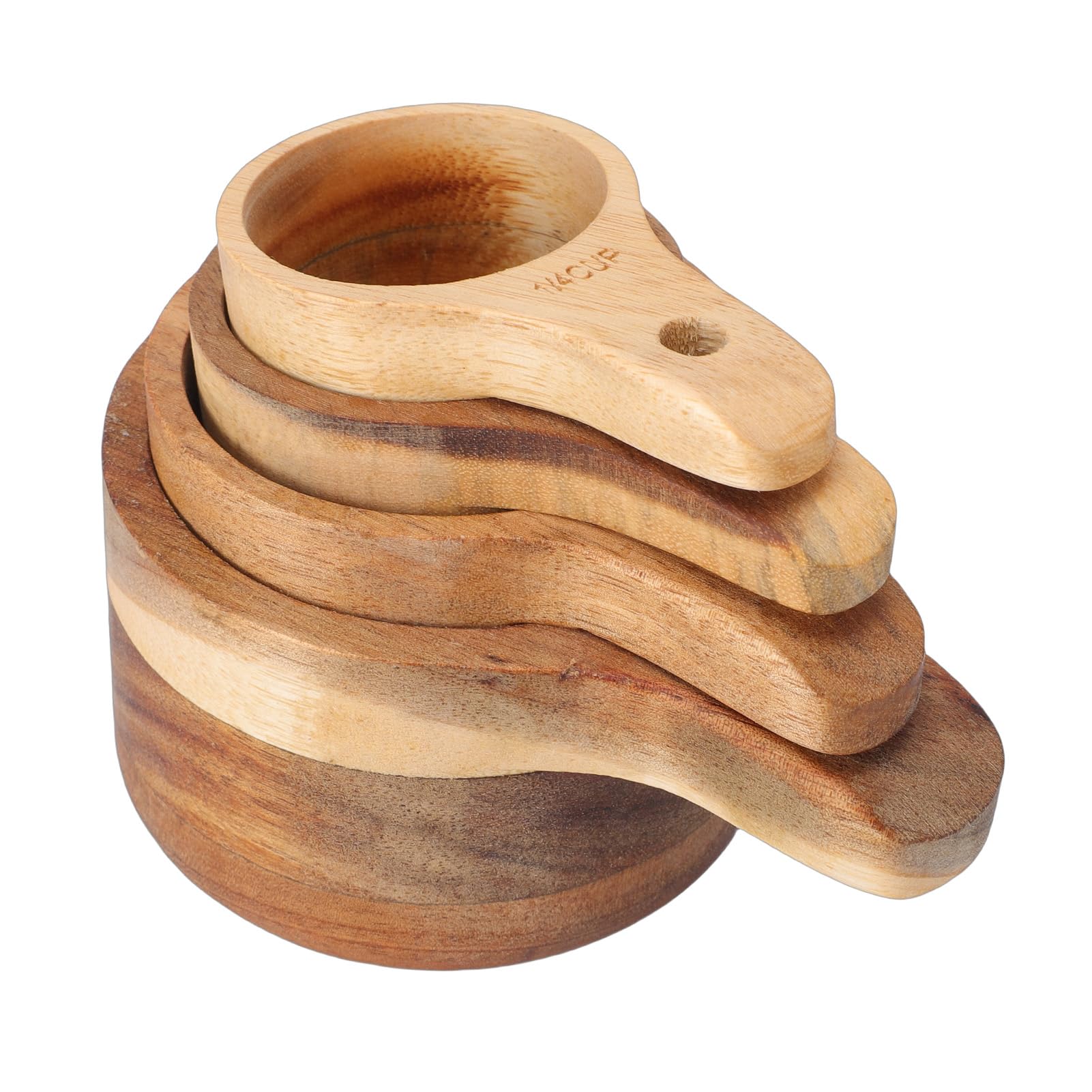 Set di 4 Misurini in Legno, Misurino Impilabile per Cottura Al Forno, Strumento da per Ingredienti Secchi, tè, Latte in Polvere con Misurino da
