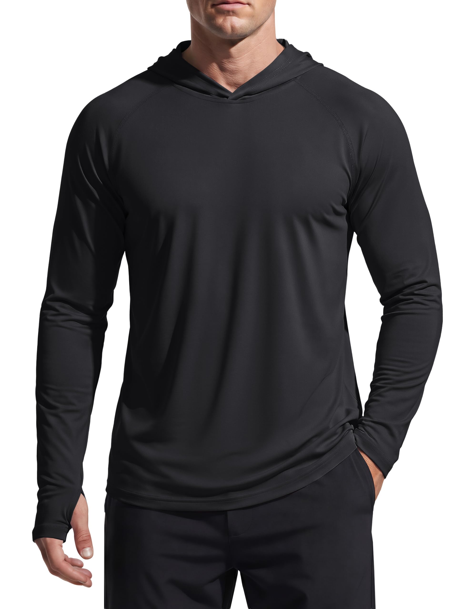TACVASEN Herren UV-Schutz Hoodie Kapuzenpullover UPF 50+ Langarm Shirt mit Daumenloch