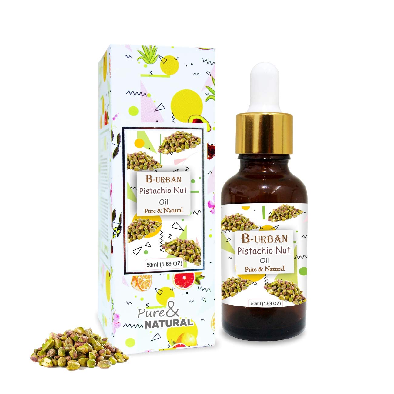 B-URBAN Pistachio Nut Oil 100% Natural Pure Undiluted Uncut Carrier Oil 50ml