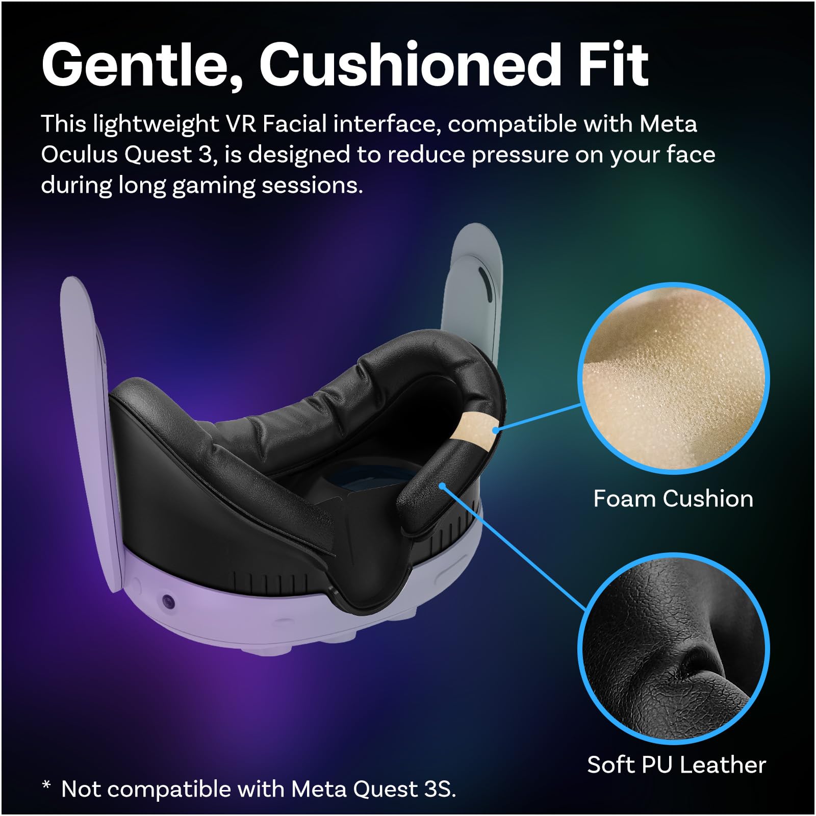 Interfejs Twarzy VR do Meta Oculus Quest 3 firmy MMOBIEL – Face Cover Pad do Quest 3 - Uchwyt Interfejsu - Zestaw Akcesoriów z Nakładkę nos Zapobiegającą Wyciekom i Pokrowiec z Skóry PU – Czarny