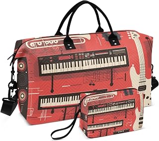 Travel Duffel Bag Guitar Music Keyboard, Gym Bags with Multiple Interior Pockets for Men Women Toiletry Purse Included 20.5”x 1.9” x 13.8”