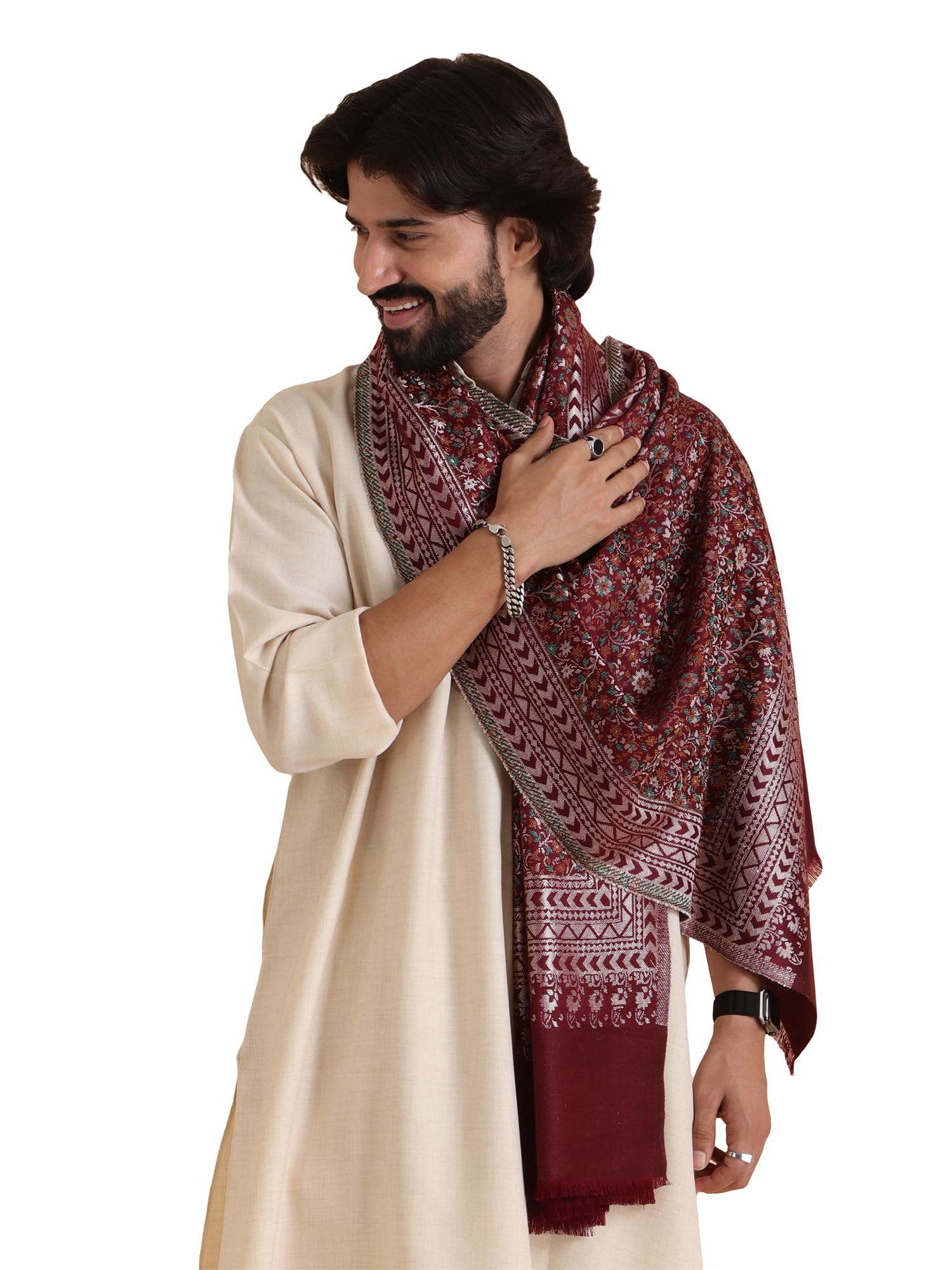 Men’s Ethnic Stole/Muffler/Scarf in Zari Weave, Men’s Dupatta for Kurta, Medium Size (28x80),