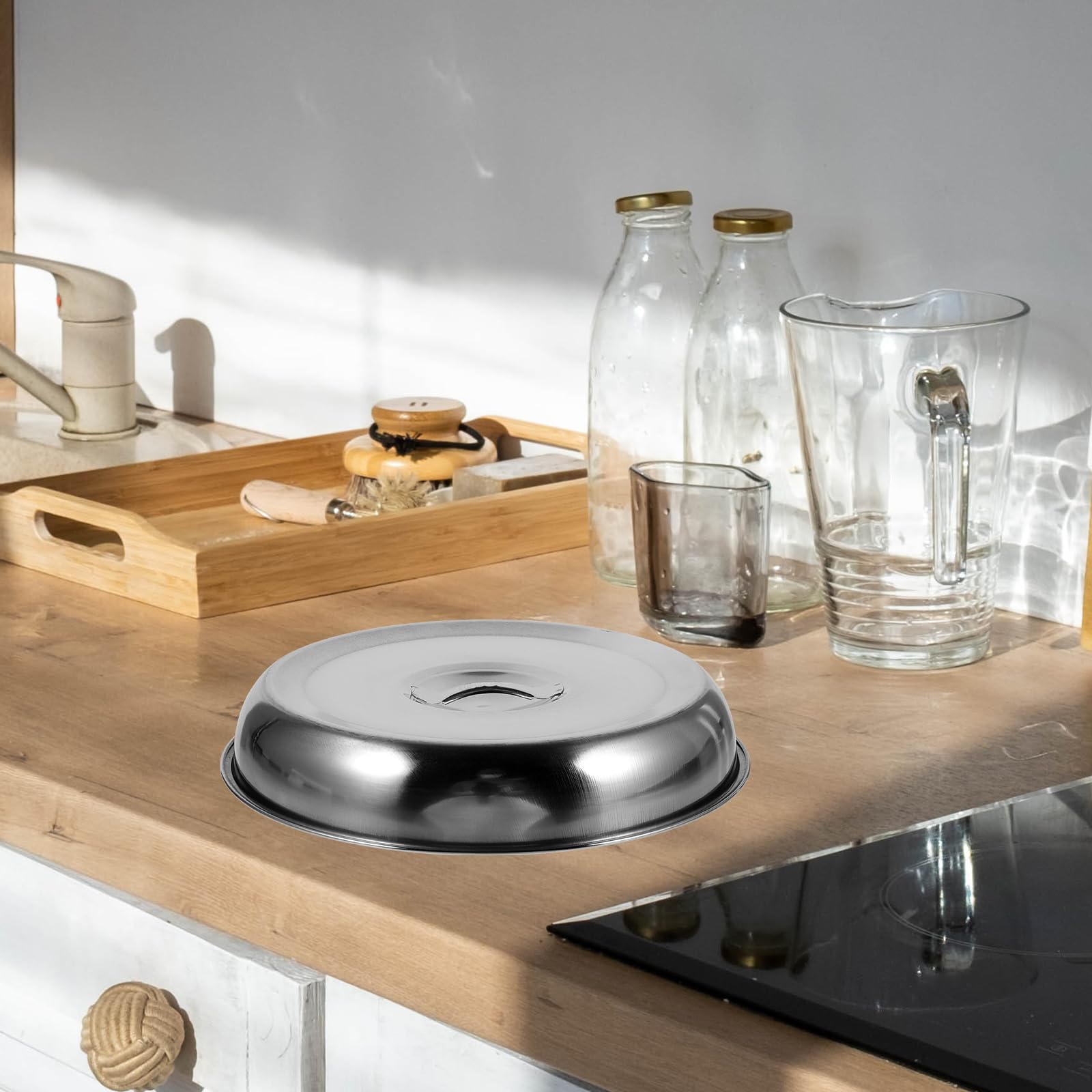 Cabilock 2 Piezas Cúpula De Acero Inoxidable para Bistec, Tapa Circular para Platos, Cúpula para Derretir Queso, Cubierta para Cocina Y Barbacoa, 20Cm