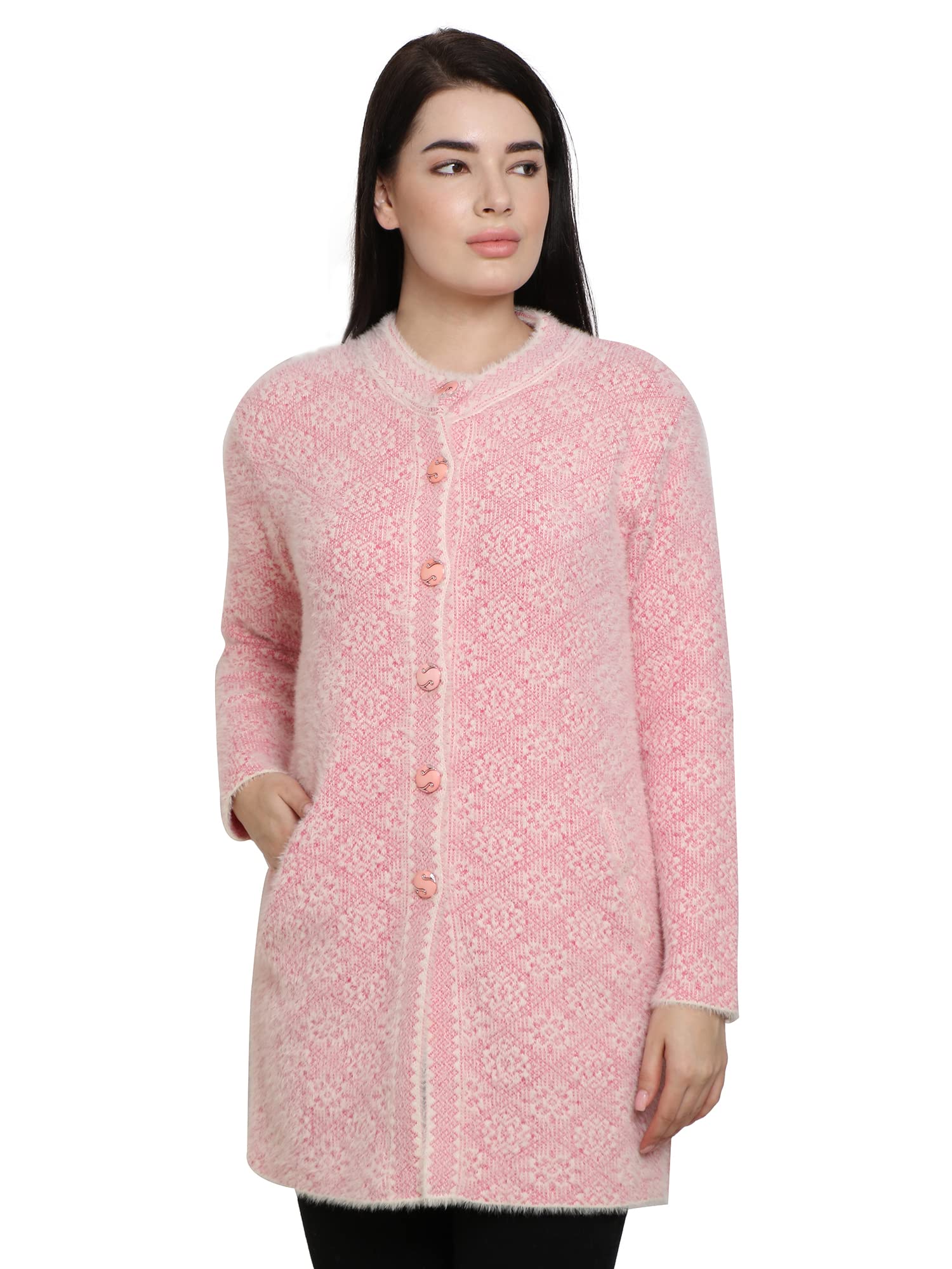 chatanya Premium Women's Winterwear Woolen Long Coat with Pocket (Made of Hair Feather Yarn Wool)-picture-24