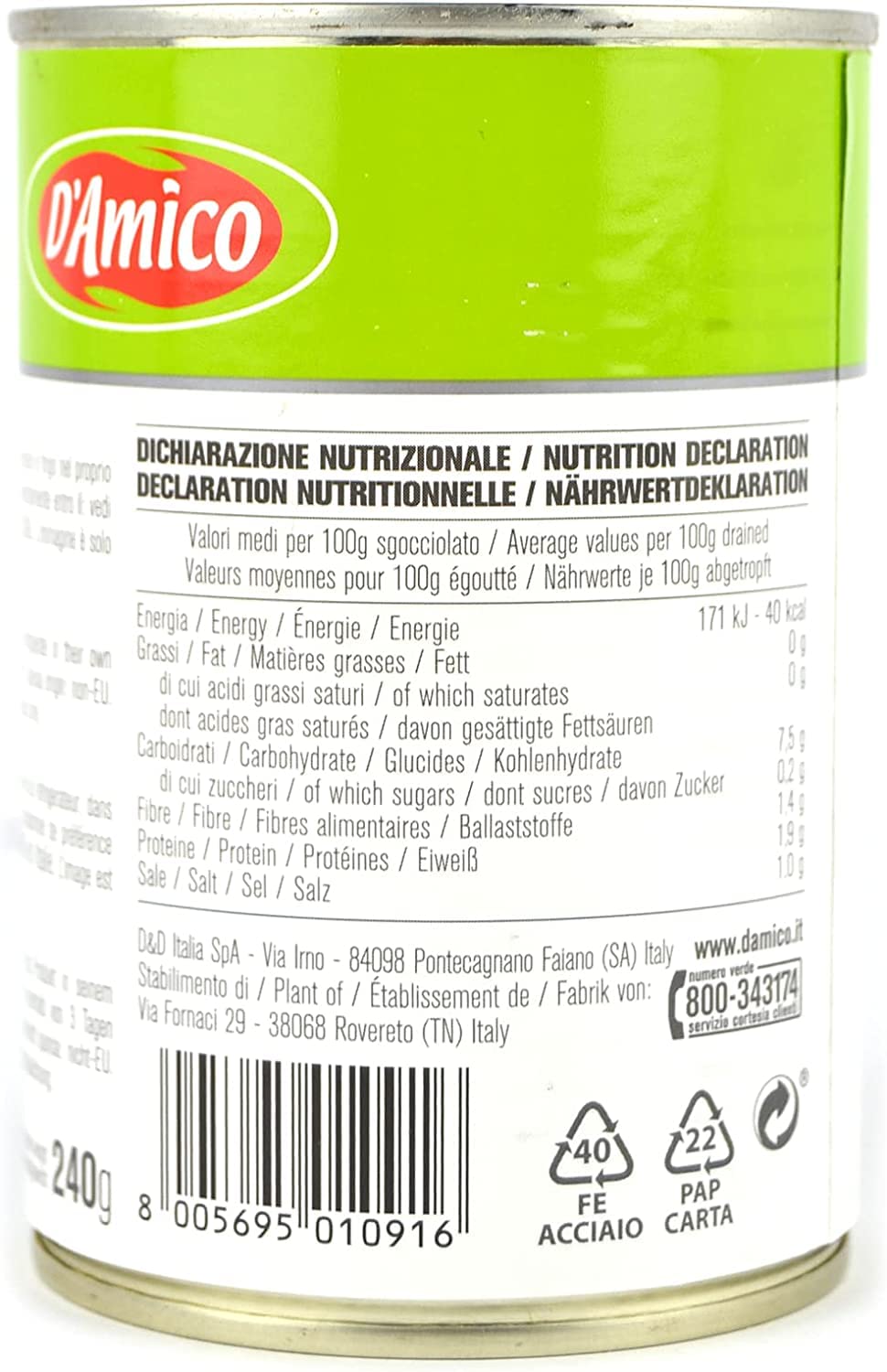 12x D'Amico Quinoa Lessata al Naturale Quinoa in Natur gekocht nur 3 Zutaten Wasser, Quinoa, Salz 400g Dose