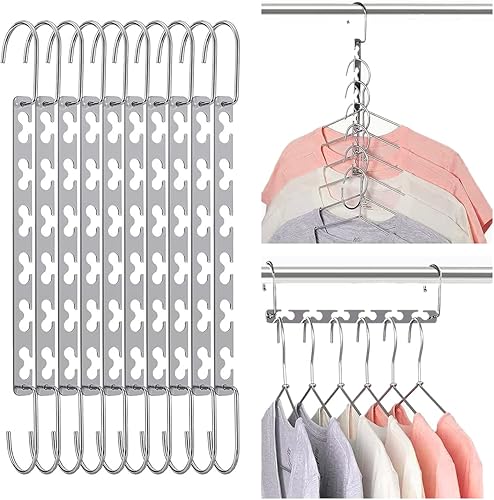 Rabrand - Perchas para camisas, perchas que ahorran espacio, perchas mágicas de metal, ahorro de espacio para colgar ropa, ganchos organizadores de