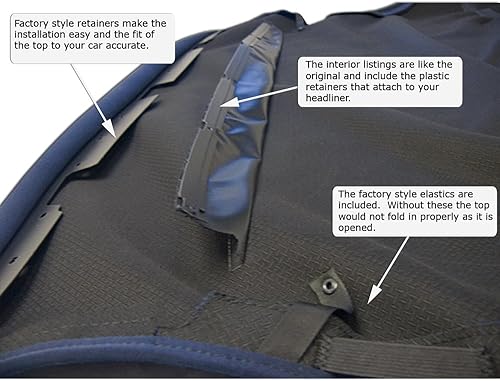 Miniatura 6 de Sierra Auto Tops Convertible Top Reemplazo para BMW 2003-2008 Z4, TwillFast RPC Canvas, negro, ventana de vidrio calefactable