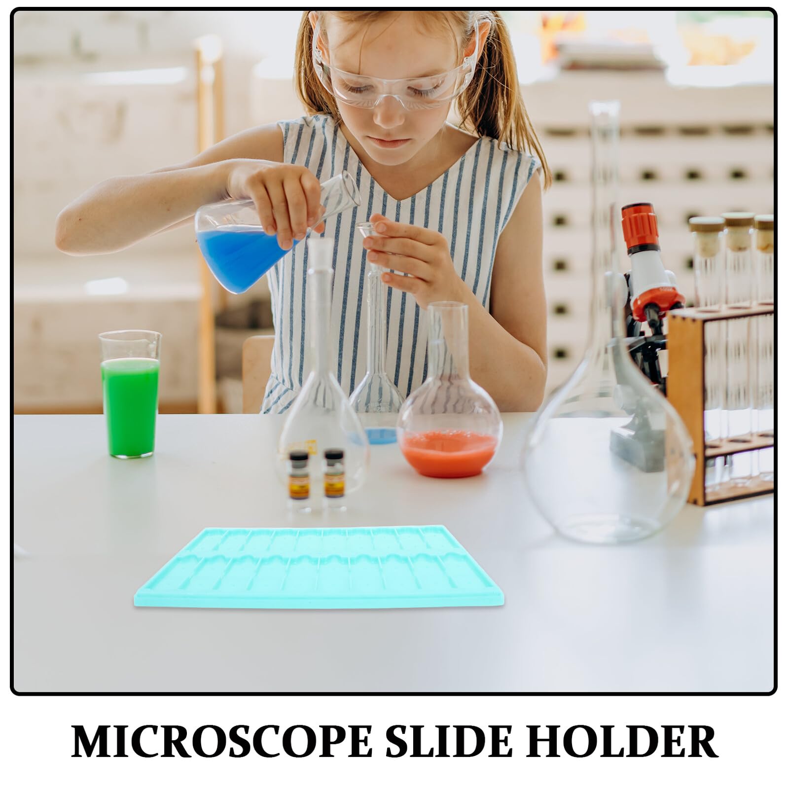 POPETPOP Soporte Diseño Ahorrador de Espacio de Plástico Verde y Experimentos de Diapositivas de Almacenamiento y Fácil Limpieza para Observación Celular Pack de 5 para Laboratorio