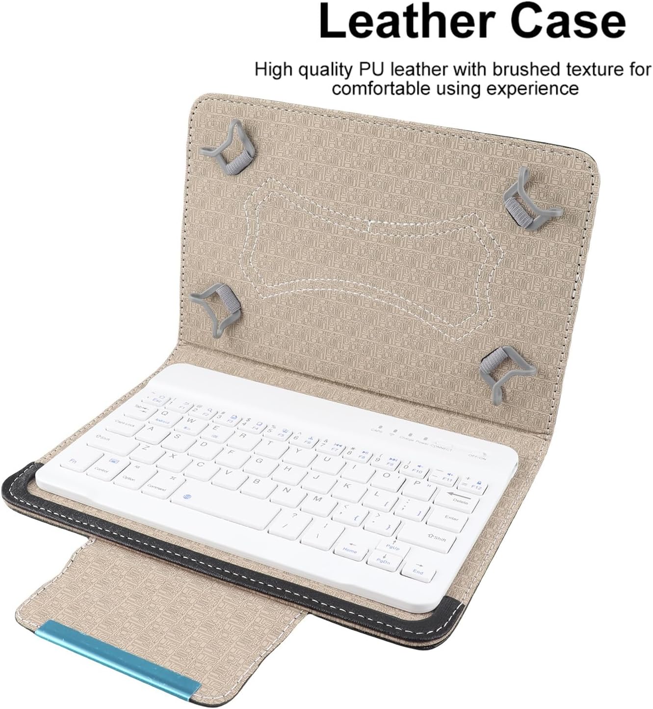Sanpyl Bluetooth Keyboard Case, 7in Tablet Keyboard Case Universal PU Protective Case + Bluetooth Keyboard Set, Rechargable Battery, for All 7in Tablets, for Android, for OS X, for