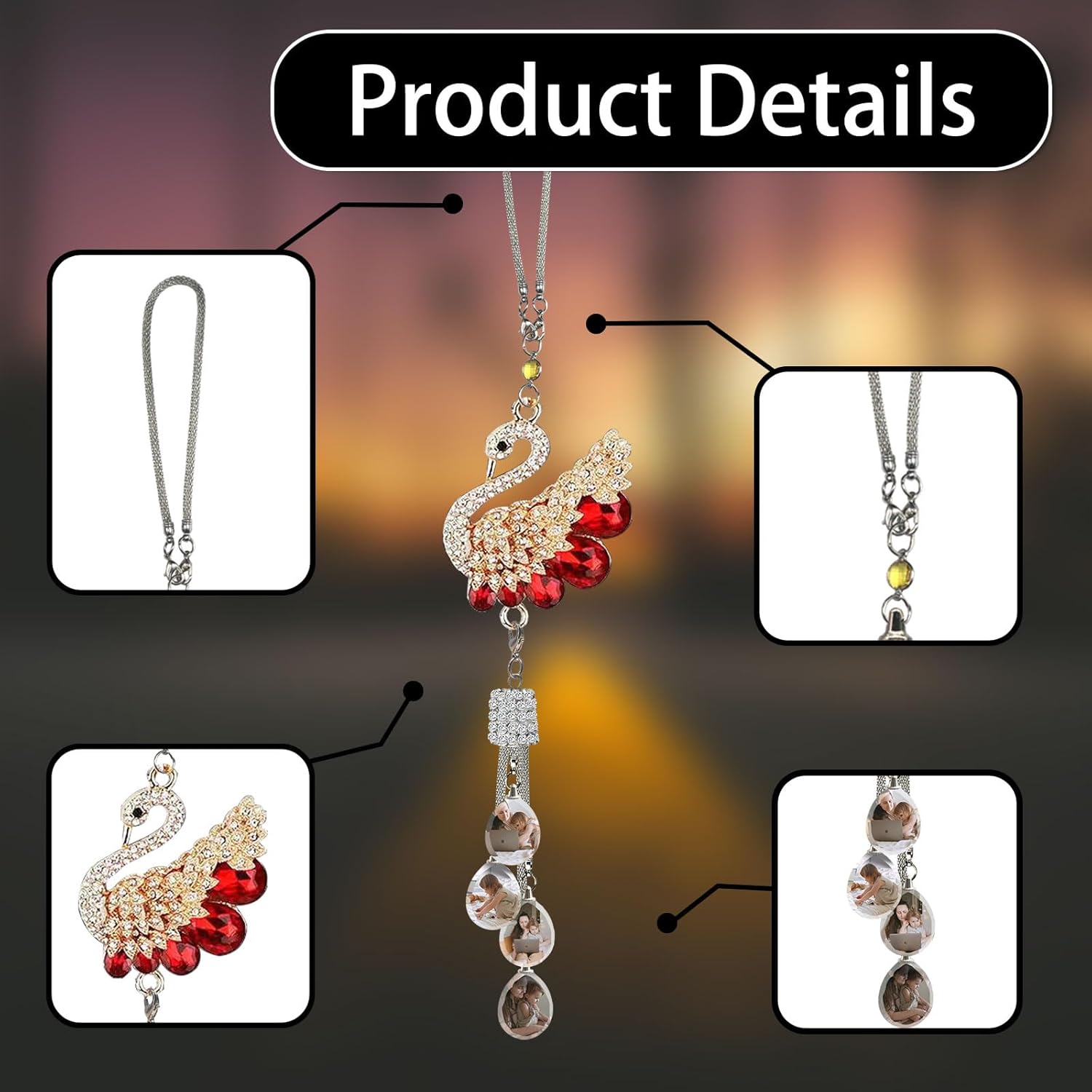 Personalized Photo Car Mirror Hanging Ornament, Custom Rearview Mirror Decor, Crystal Clear Car Picture Frame, Hanging Gifts for Family and Friends