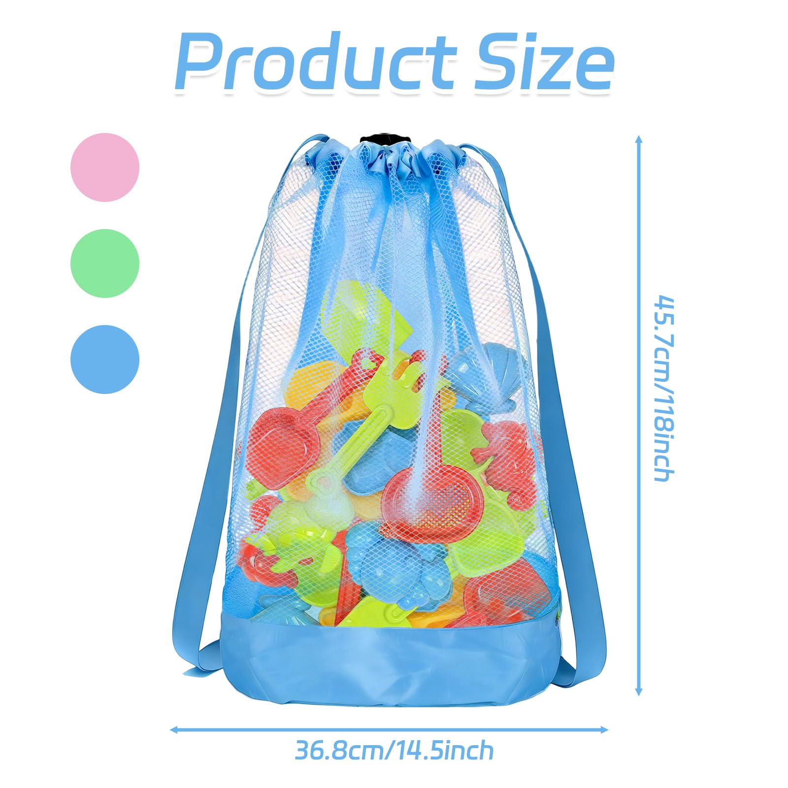 Bolsa para juguetes de playa, 3 PCS Bolsa Malla Juguetes Playa, Bolsa Juguetes Plegable, Bolsa de playa de malla con cordón, Para vacaciones familiares, viajes a la playa, juguetes (A)